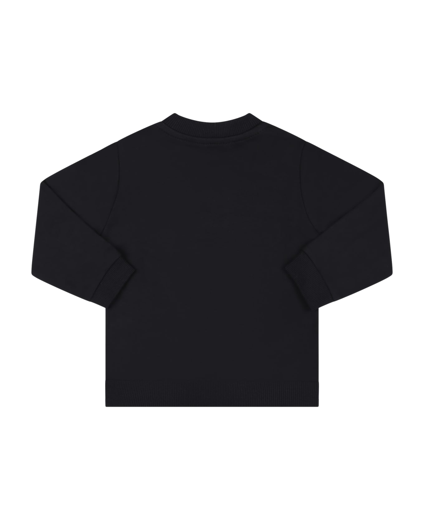 Moschino Black Sweatshirt For Babykids With Teddy Bear And White Logo - Black