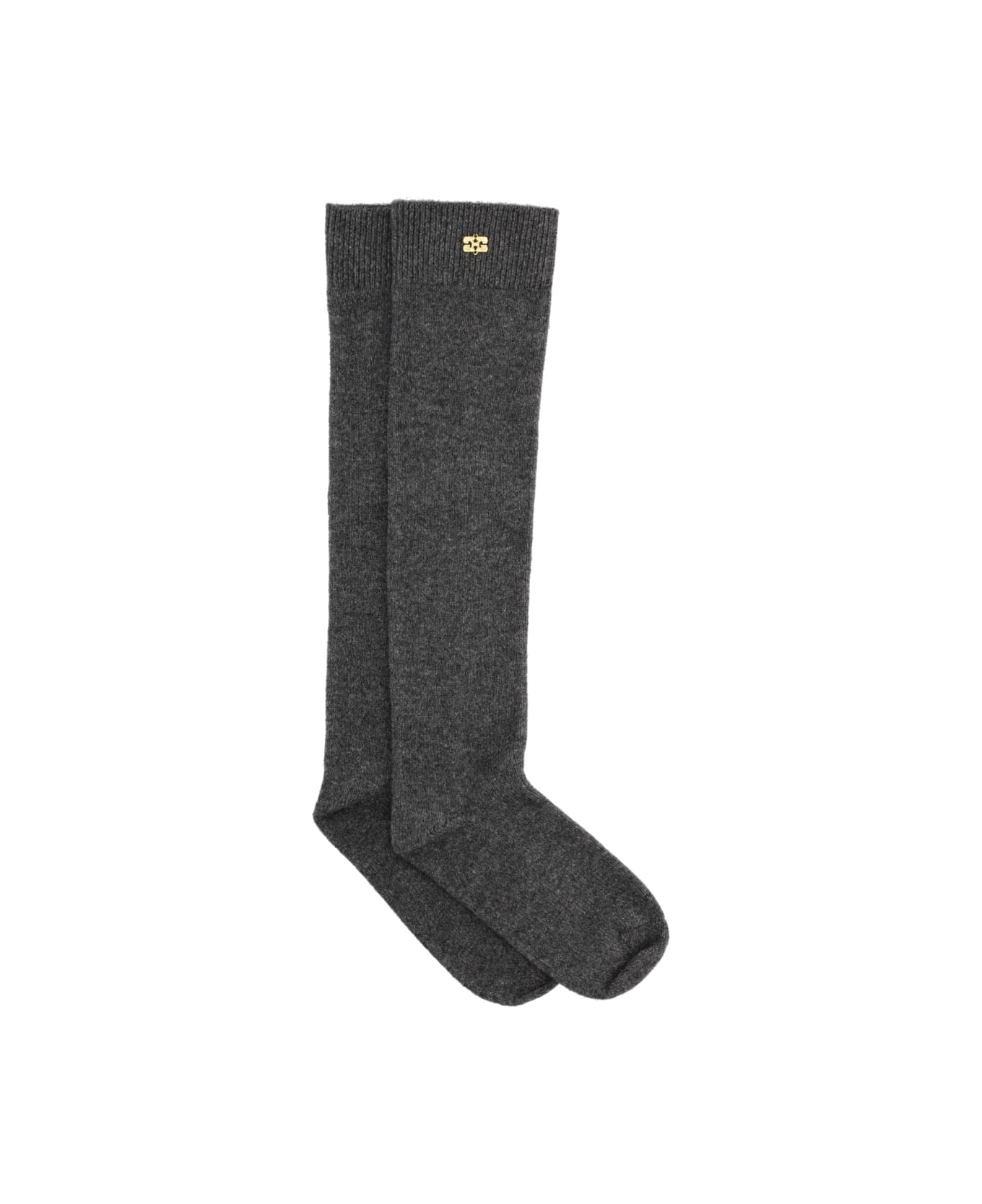 Ganni Wool Socks. - CHARCOAL