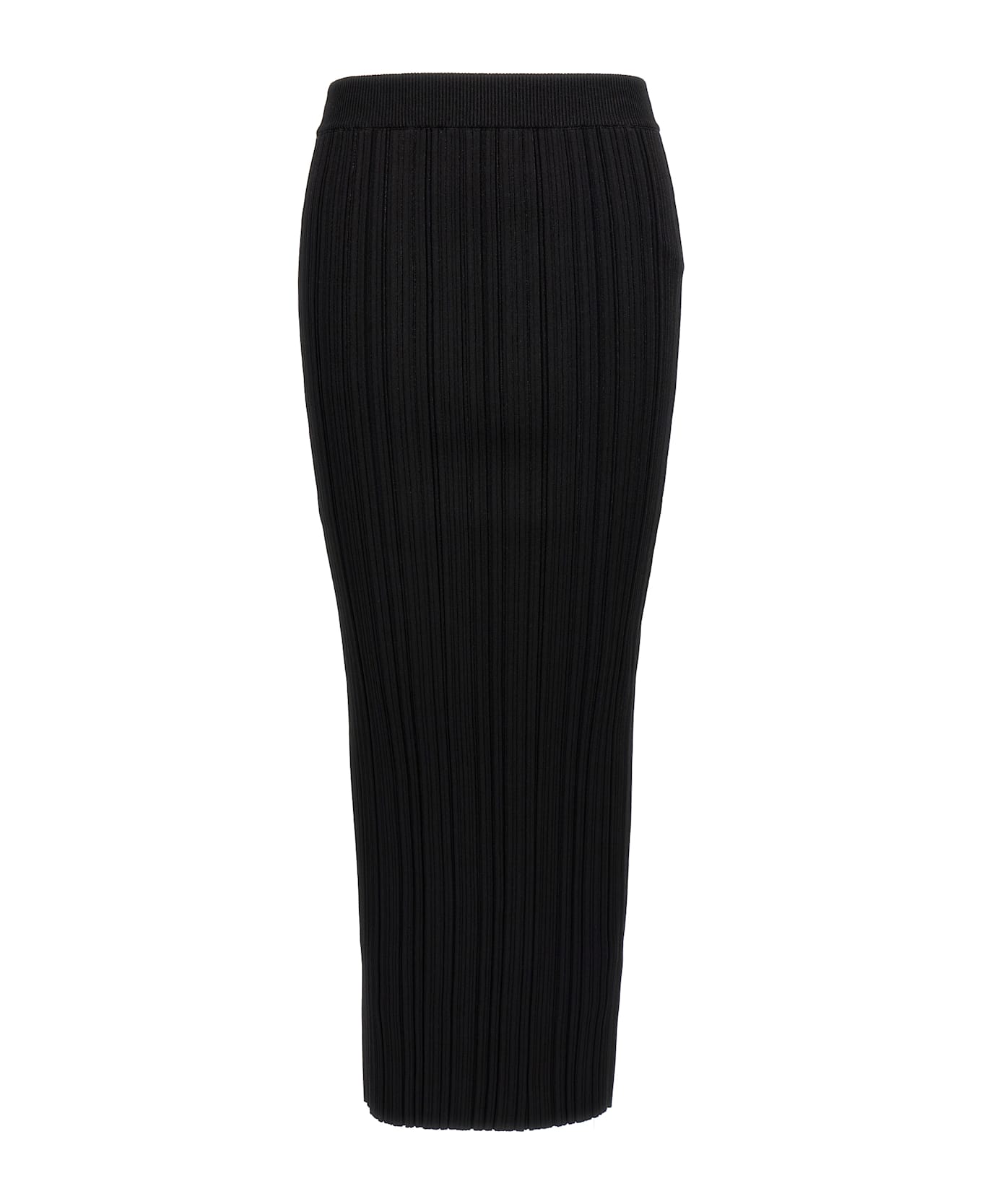 Balmain Pleated Midi Skirt - Black  