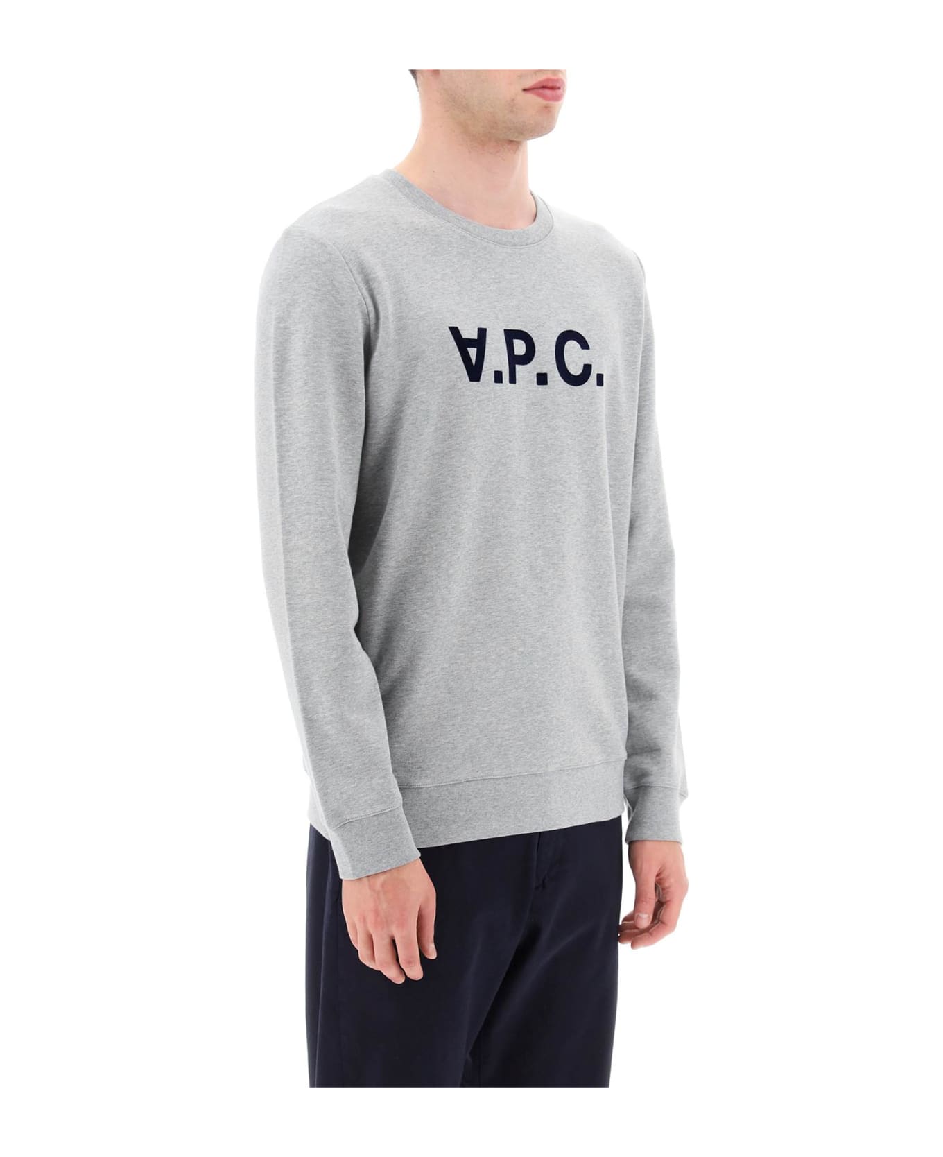 A.P.C. Cotton Sweatshirt With Logo - Heather grey