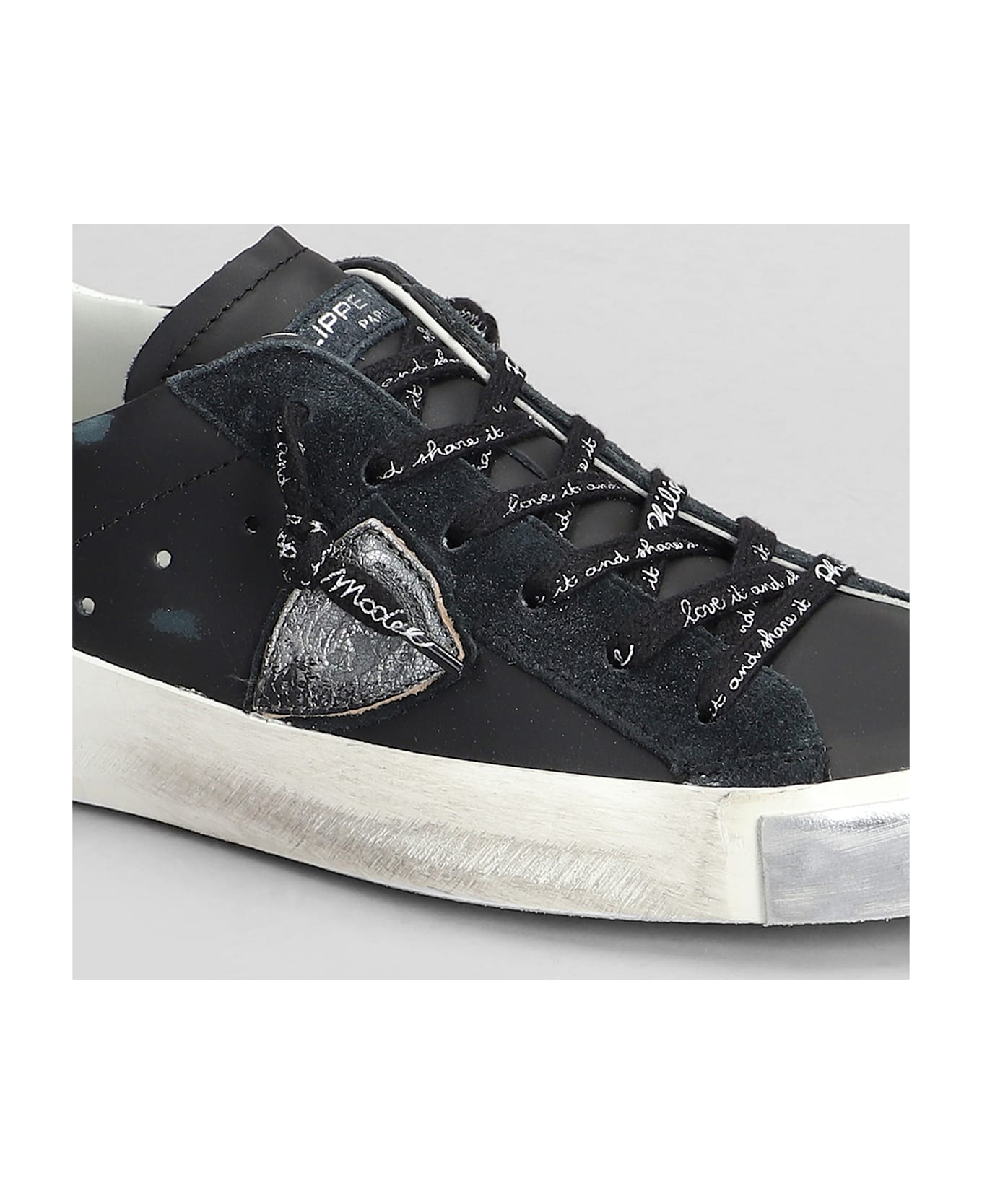 Philippe Model Prsx Low Sneakers In Black Leather - black