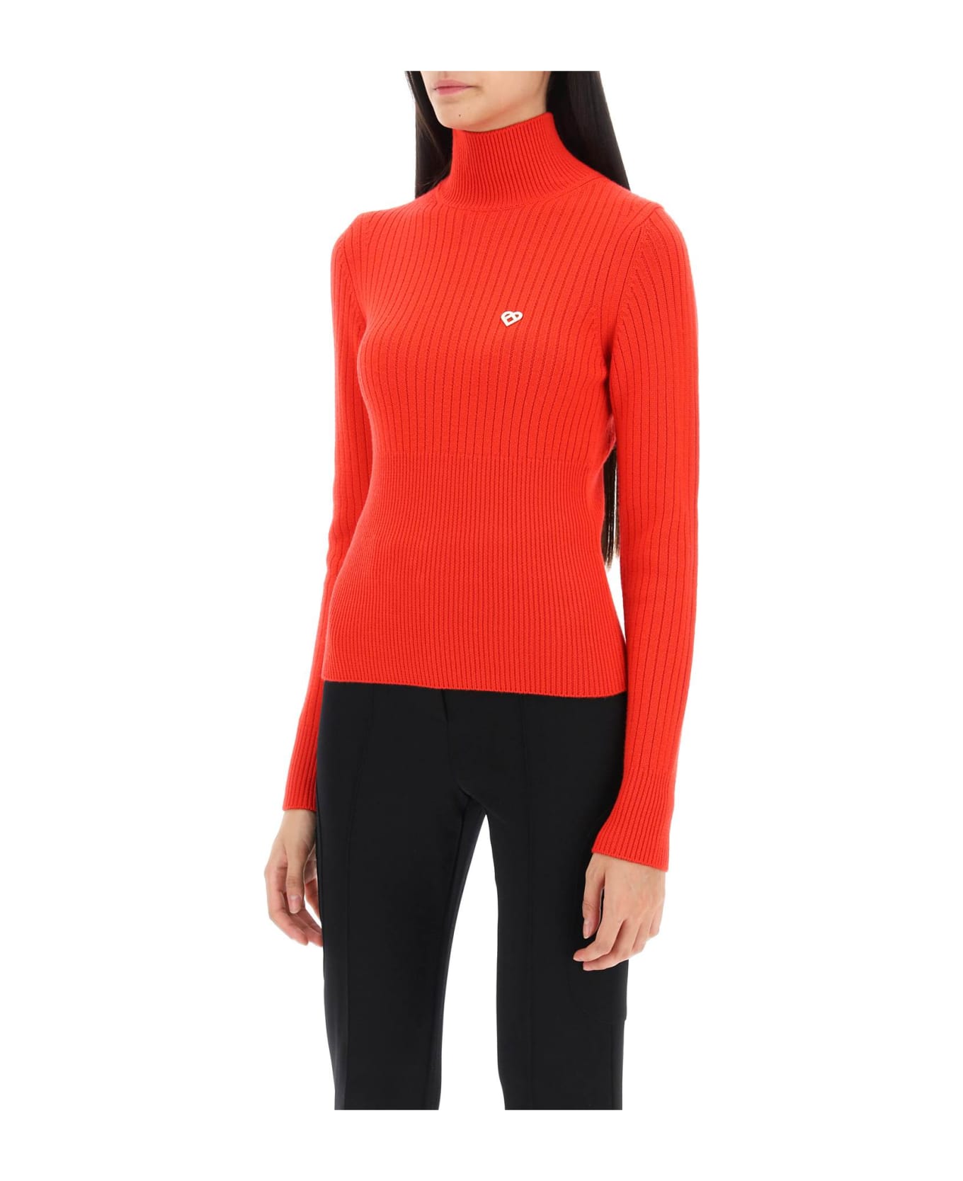 Casablanca Ribbed High-neck Wool Sweater - RED (Red)