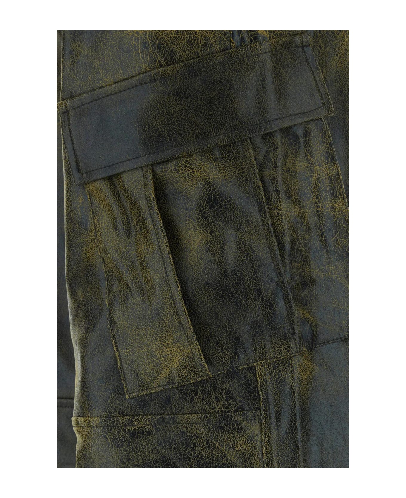 The Andamane Printed Synthetic Leather Cargo Pant - BLACK/YELLOW