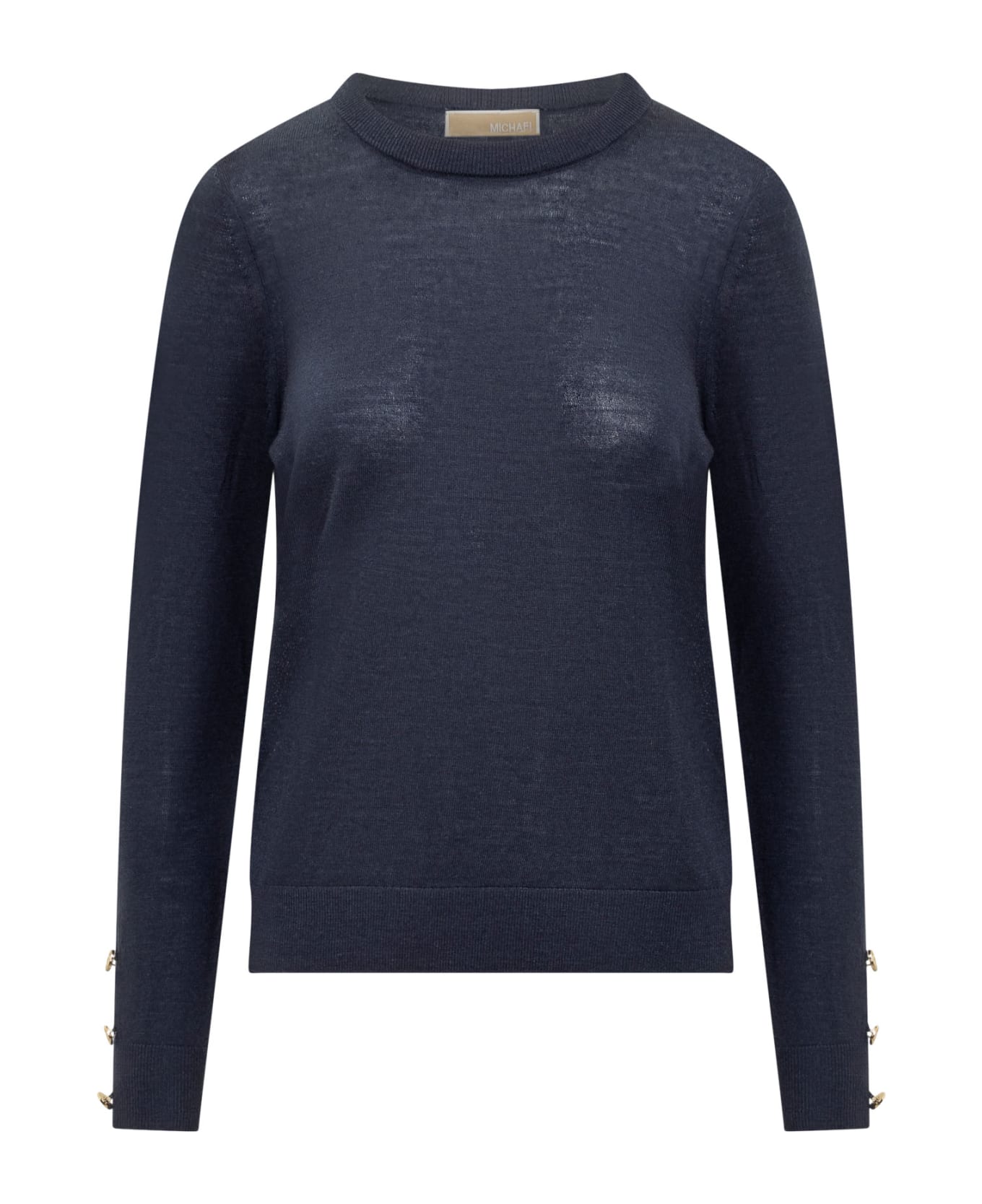 MICHAEL Michael Kors Merino Button Long Sleeve Sweater - blue ニットウェア