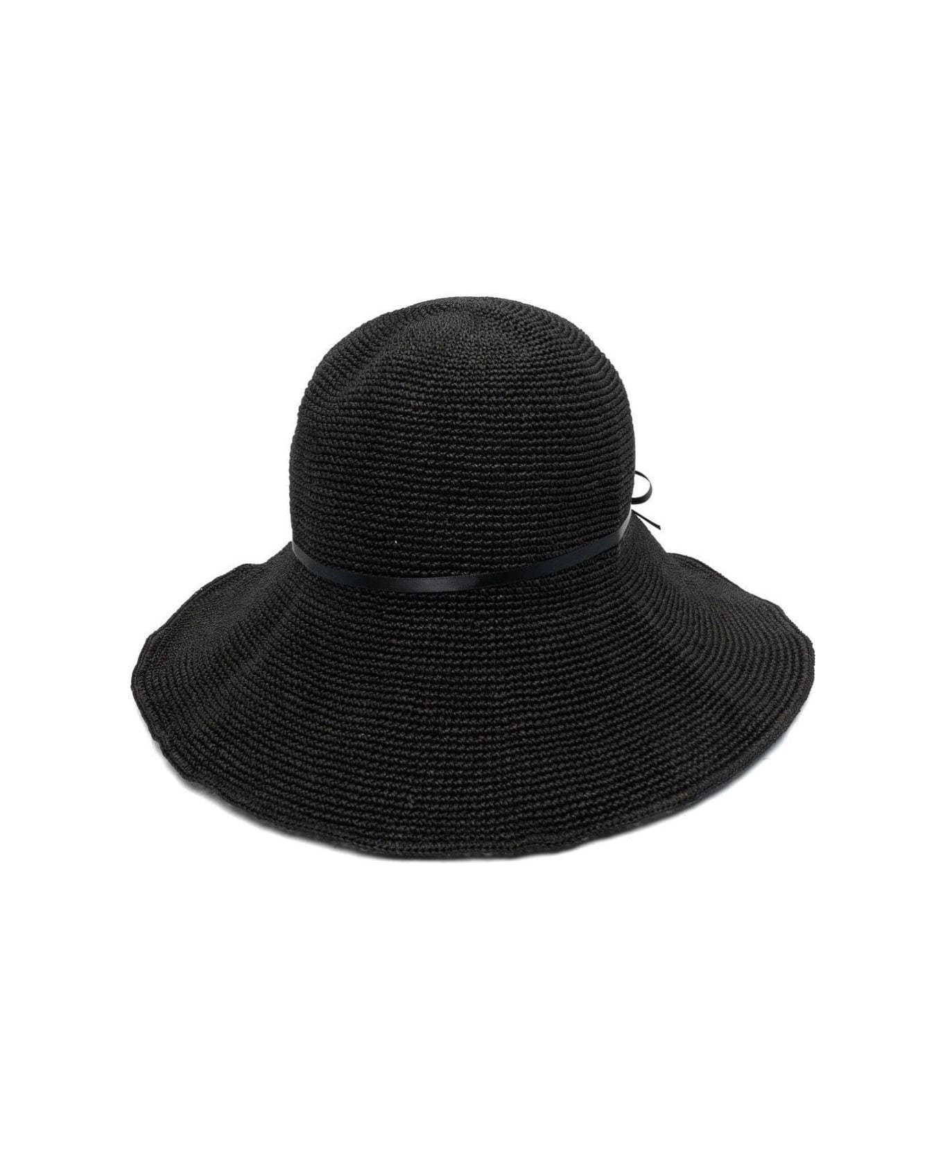 Totême Knot-tie Detail Straw Hat - Black