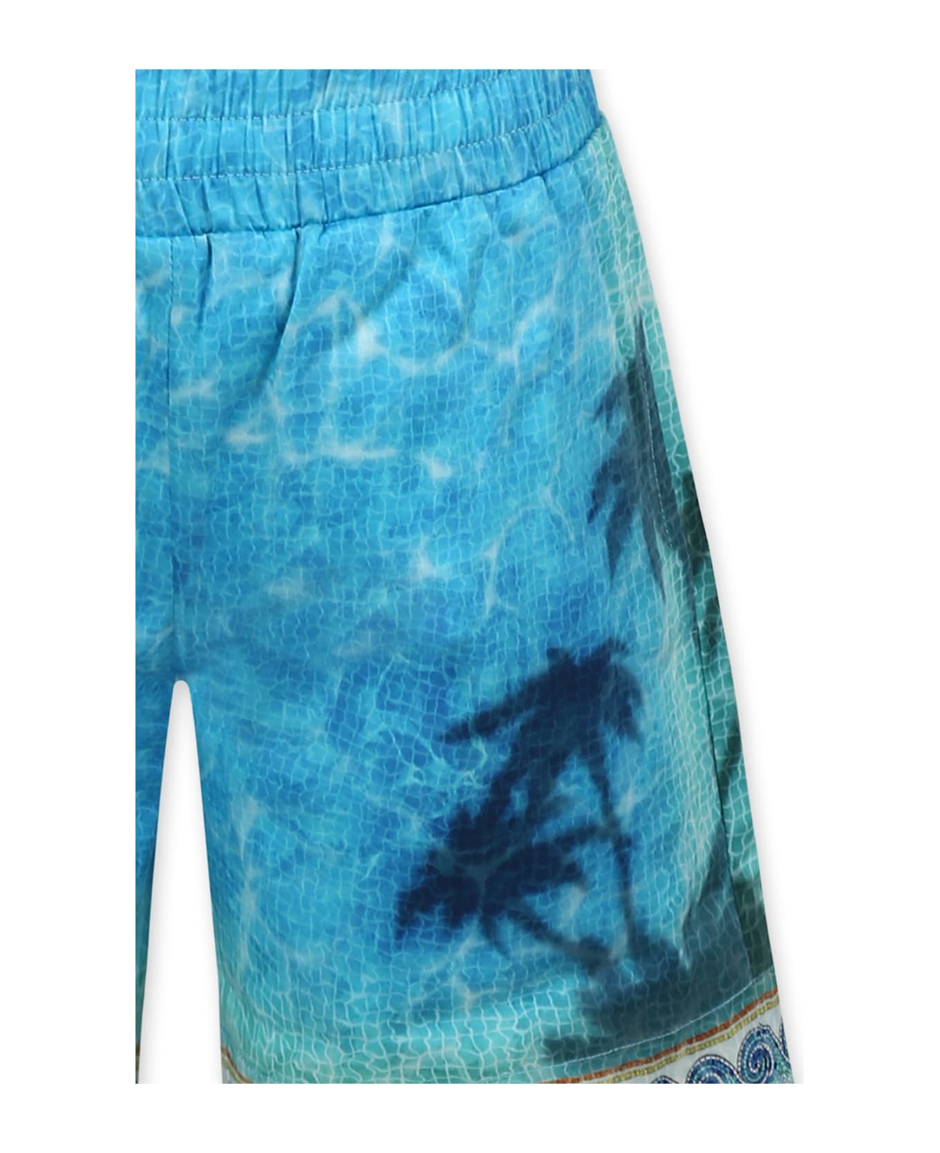 Casablanca Light Blue Shorts For Boy With Palm Tree Print - Light Blue