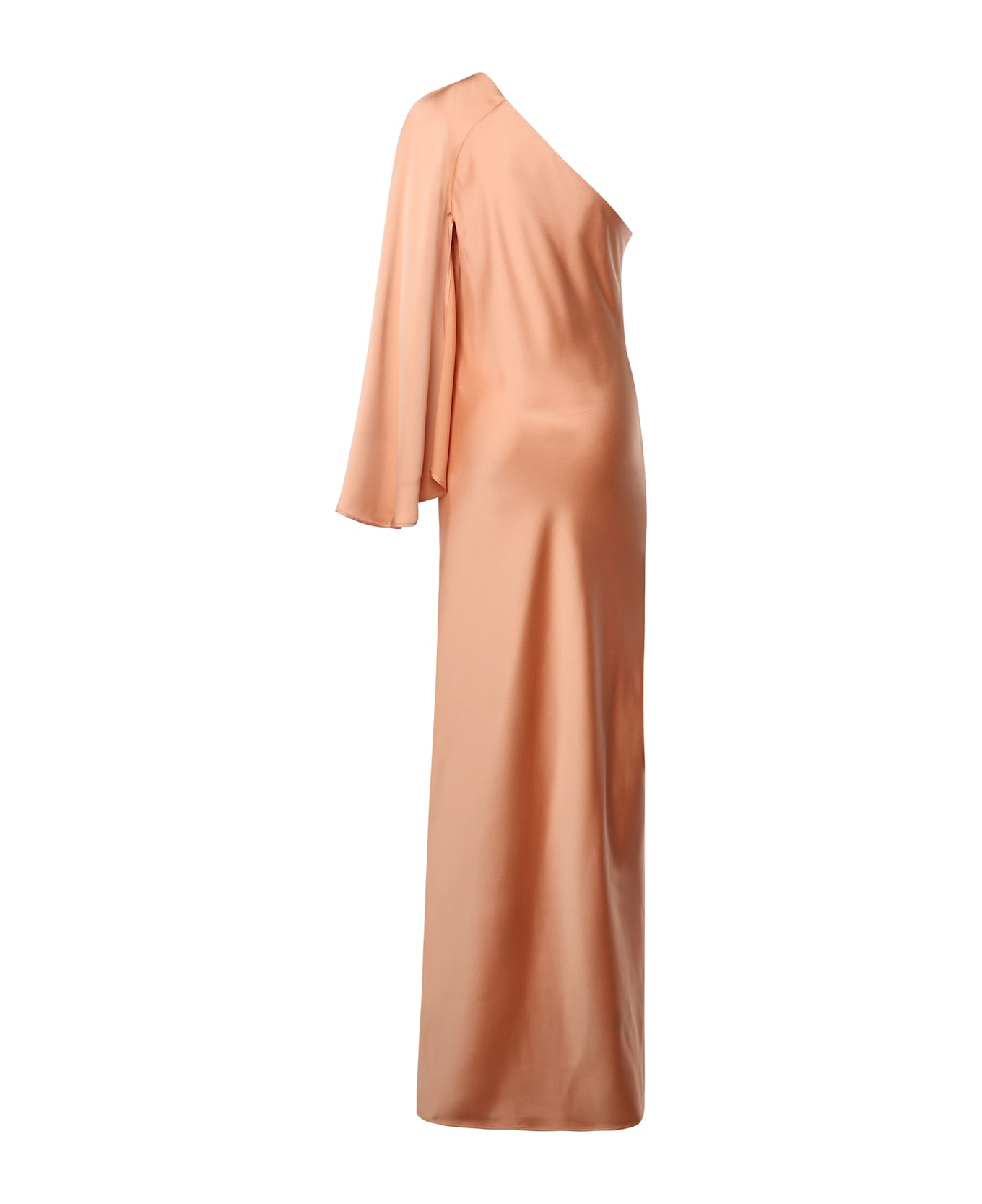 Genny One-shoulder Satin Long Dress - Pink