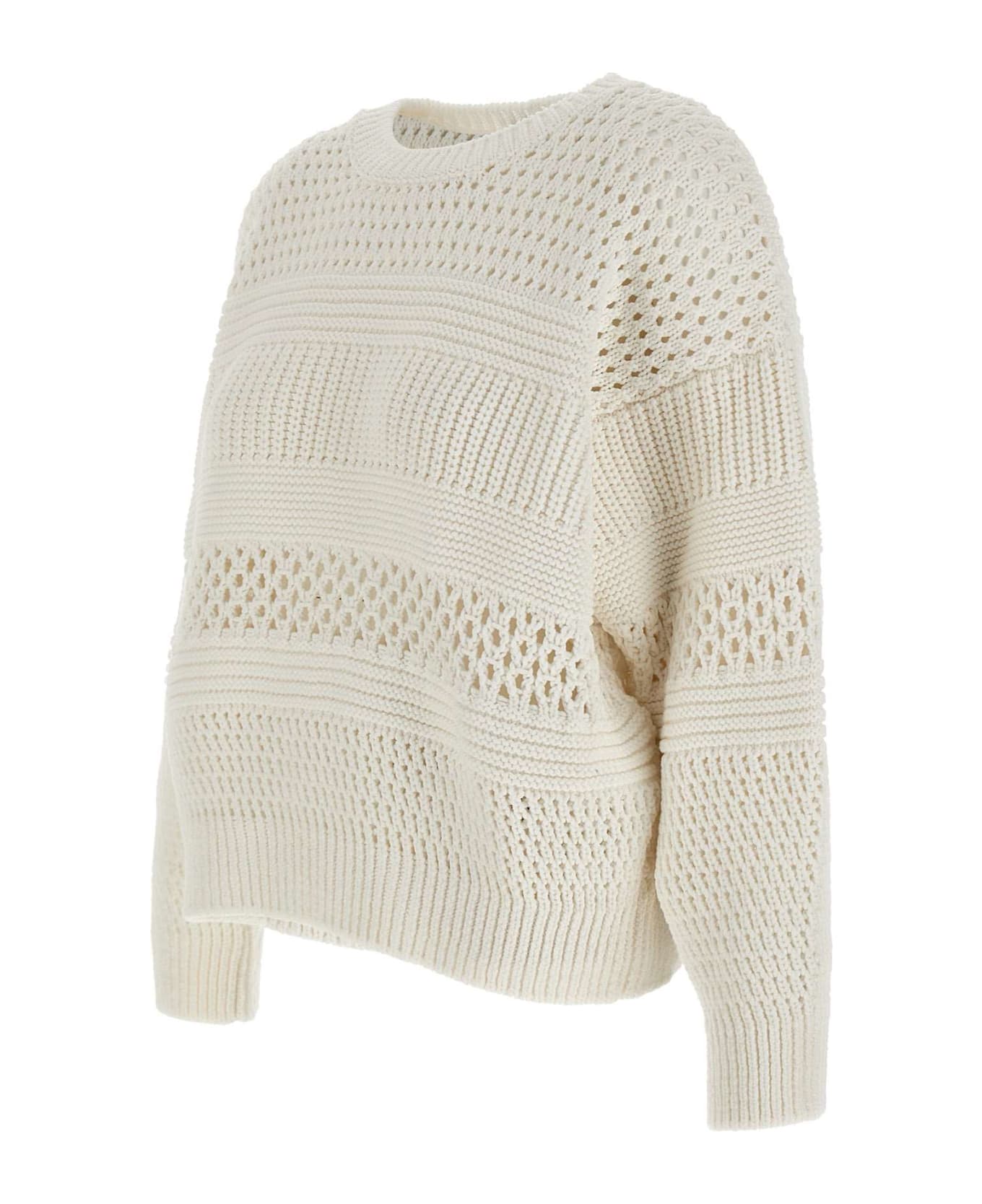Iceberg Perforated Cotton Sweater - WHITE