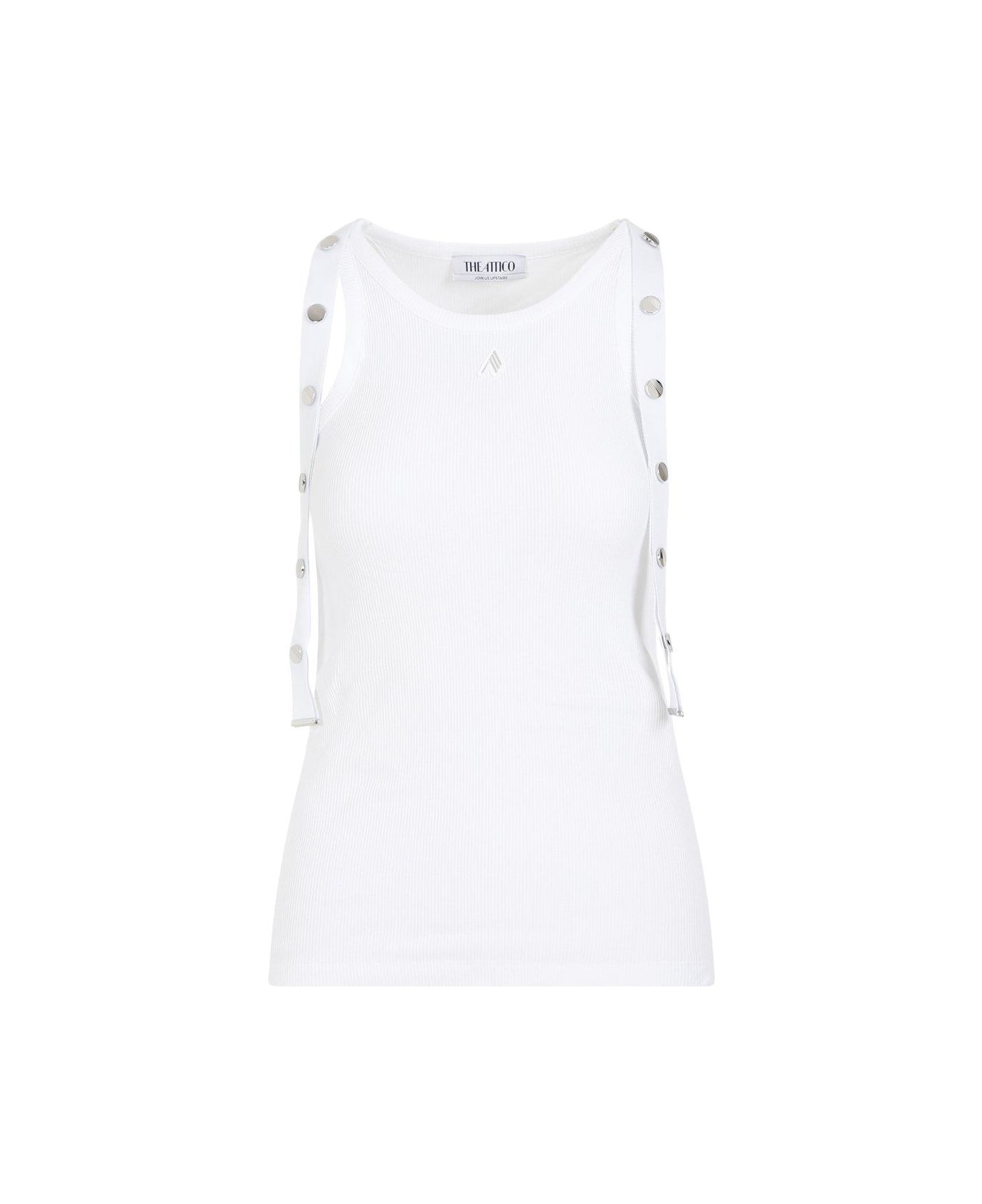 The Attico Logo Patch Ribbed Jersey Tank Top - White タンクトップ