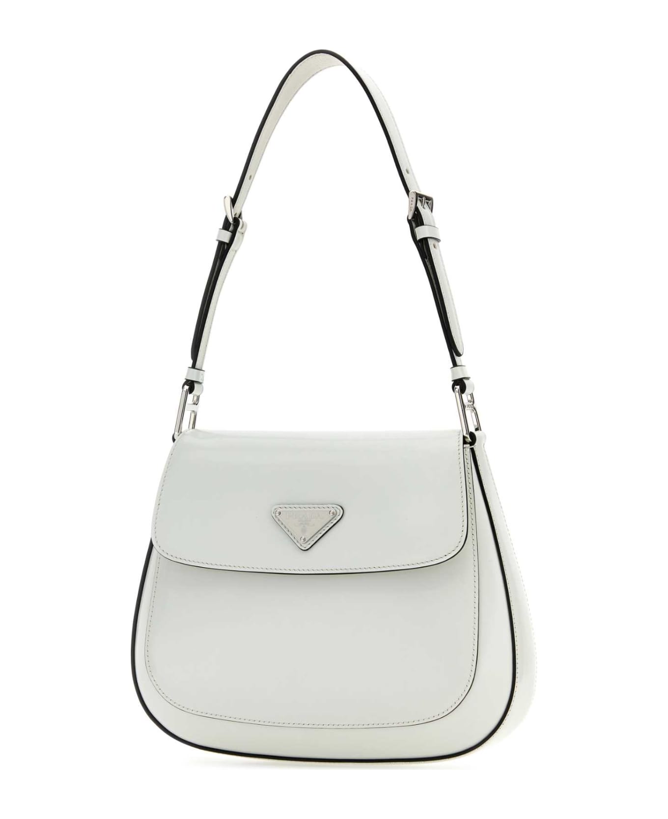 Prada White Leather Cleo Shoulder Bag - BIANCO N