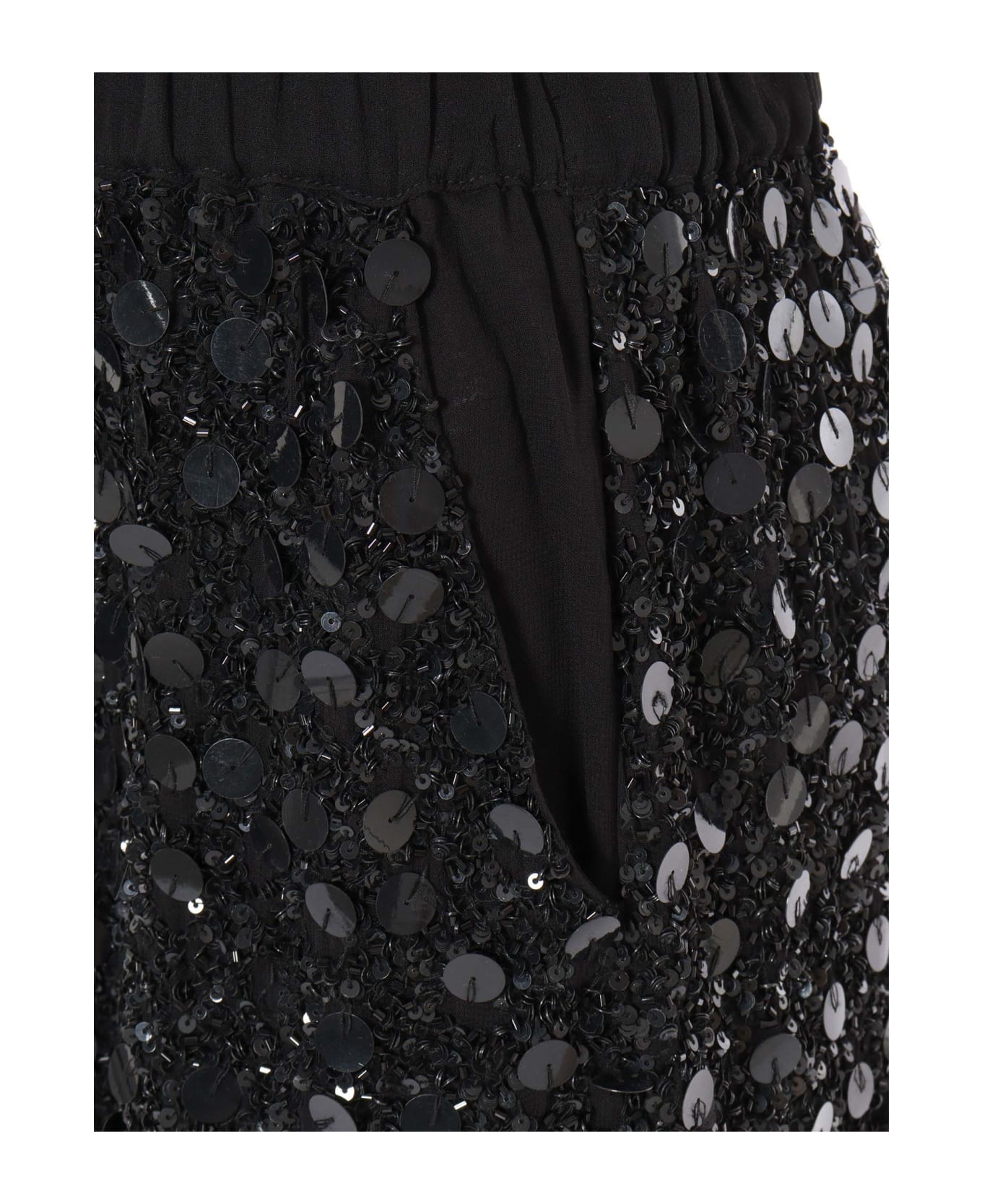 Parosh Black Shorts With Sequins - BLACK