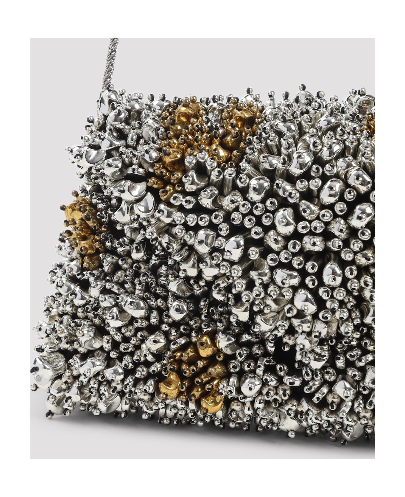 Dries Van Noten Small Embroidered Envelope Clutch - Silver