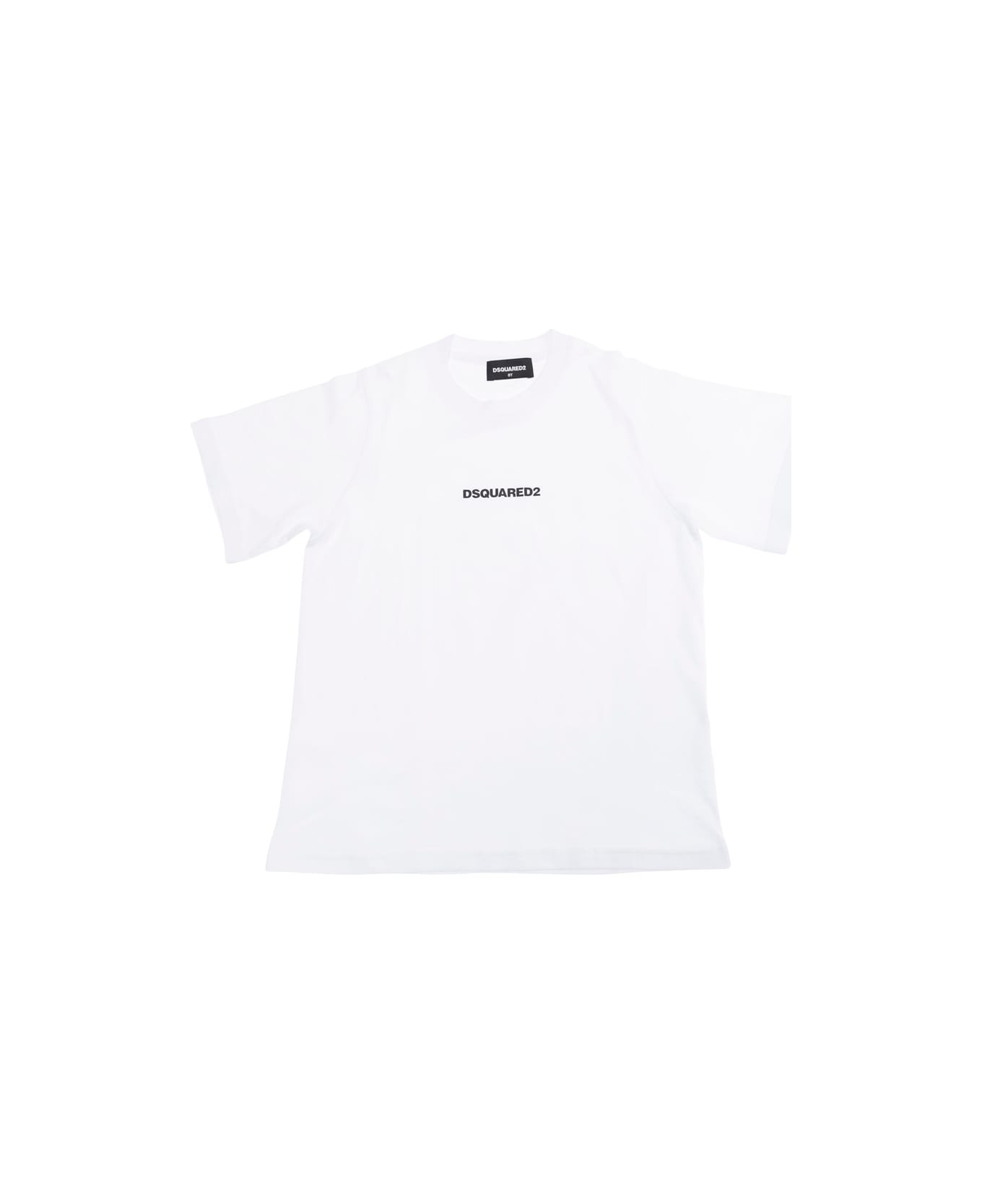 Dsquared2 White Crewneck T-shirt With Logo Lettering On The Front In Cotton Boy - White
