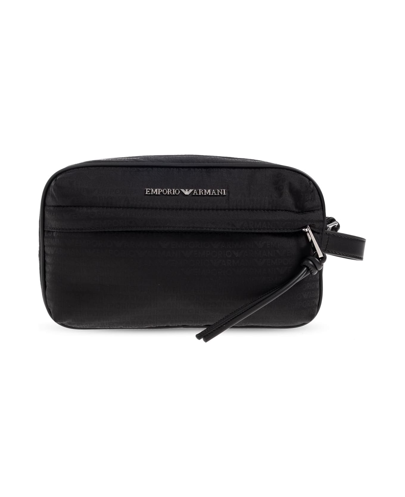 Emporio Armani Cosmetic Bag With Logo - Black
