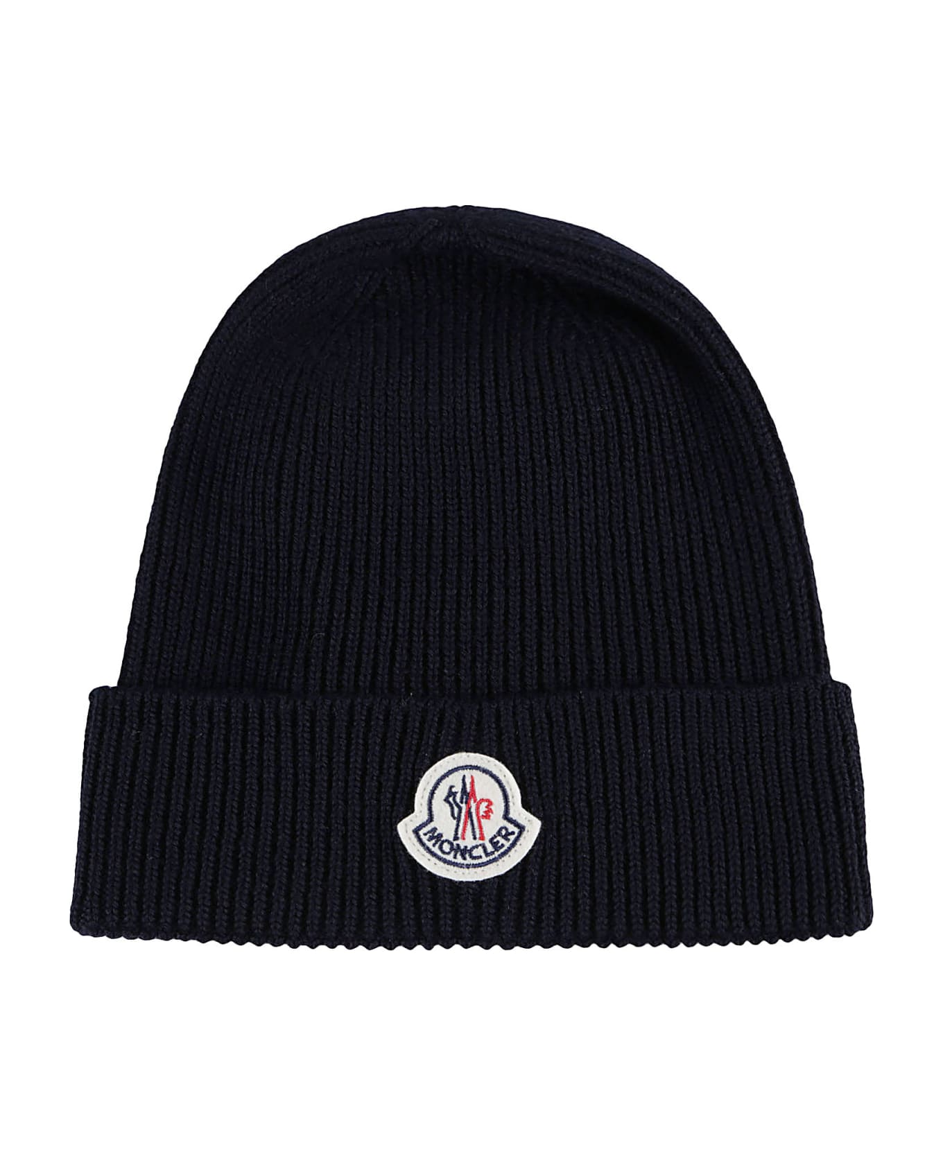 Moncler Ribbed Knit Beanie - Navy