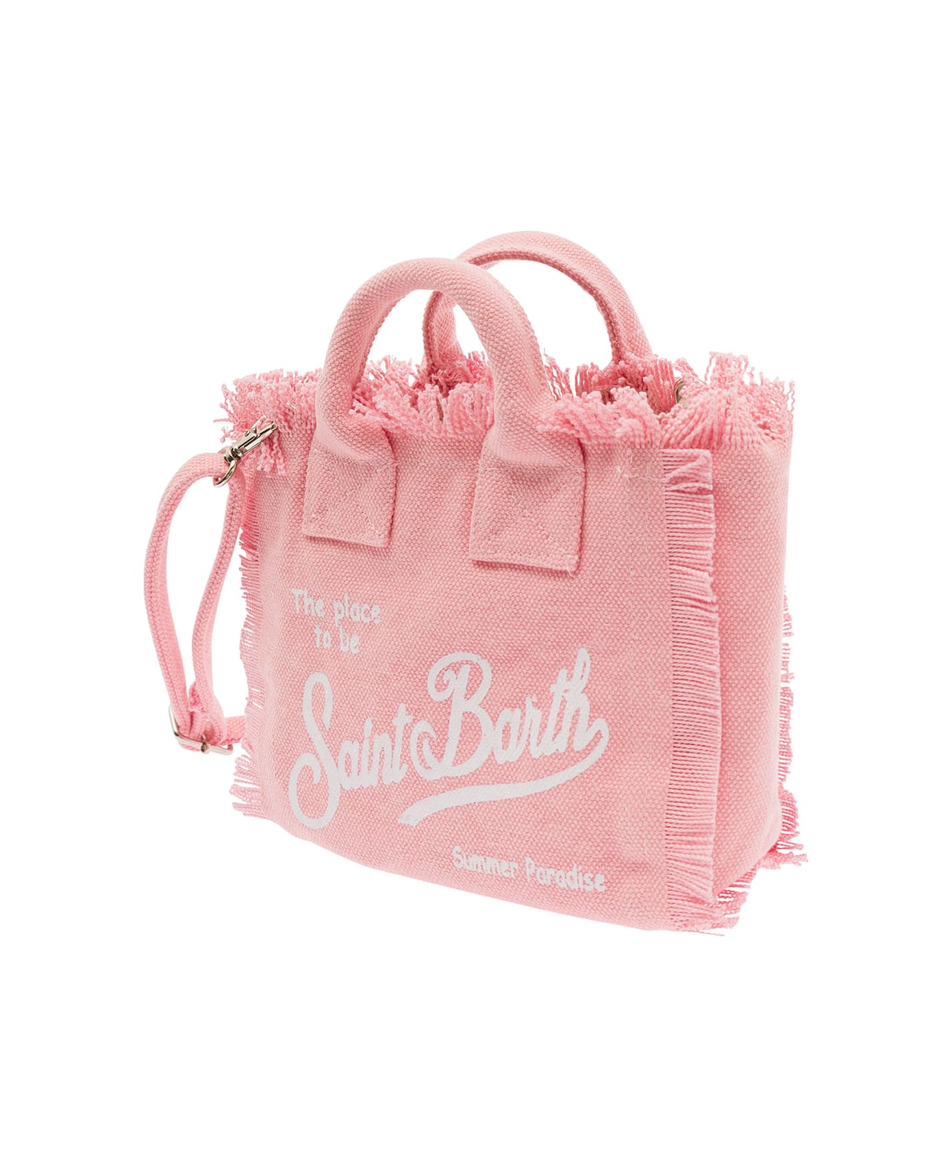 MC2 Saint Barth 'mini Vanity' Pink Handbag With Logo Print In Cotton Canvas Woman - Pink