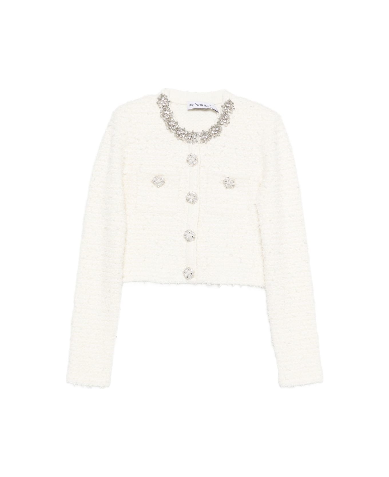self-portrait Crystal Embellished Cardigan - Beige