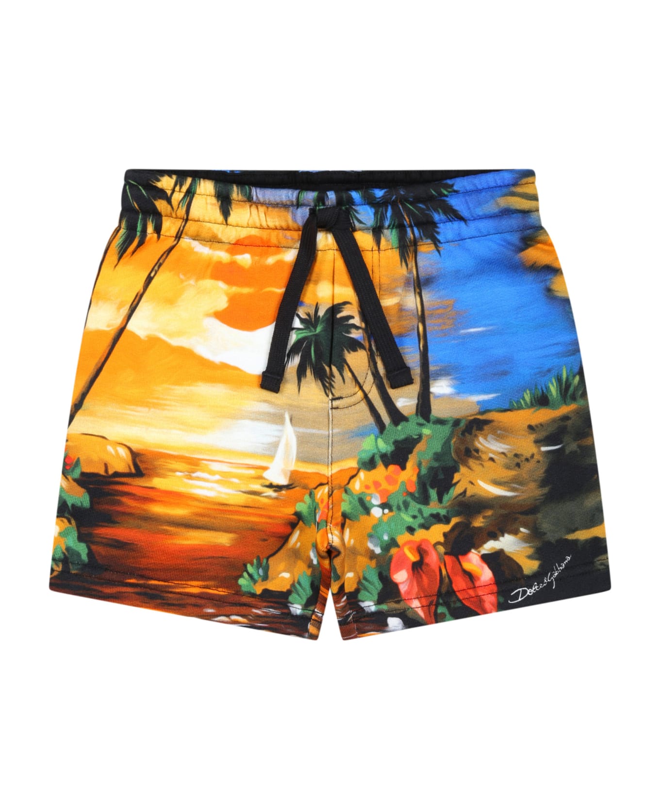 Dolce & Gabbana Multicolor Shorts For Baby Boy With White Logo - Multicolor ボトムス