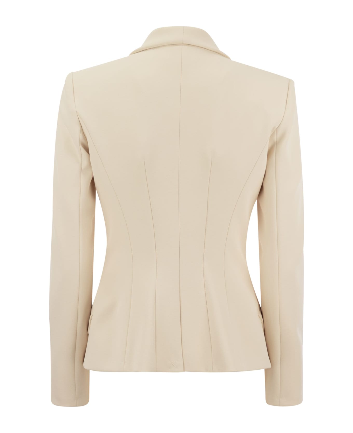 Elisabetta Franchi Double-breasted Crepe Jacket With Shawl Lapels - Butter