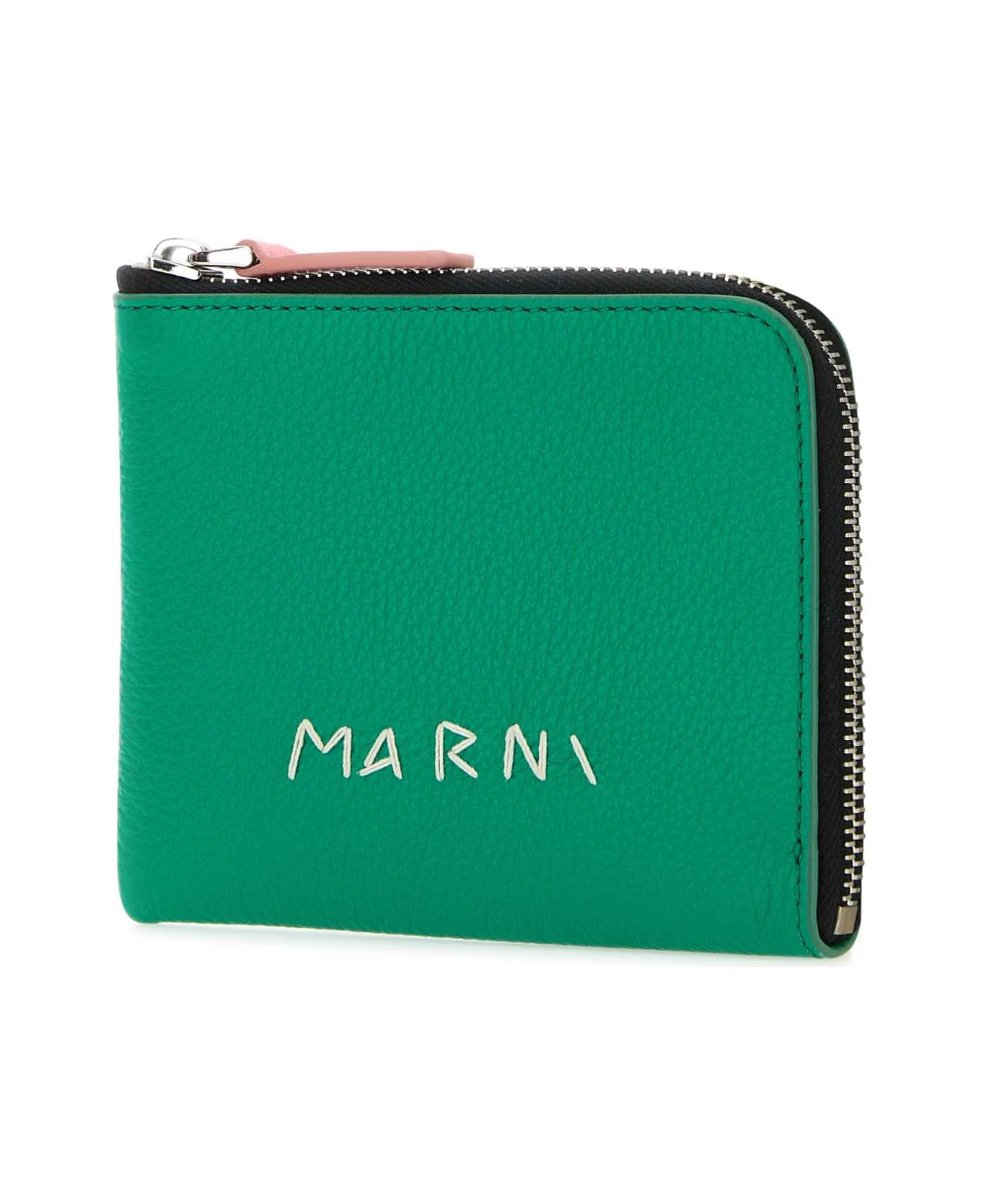 Marni Green Leather Wallet - SEAGREEN 財布