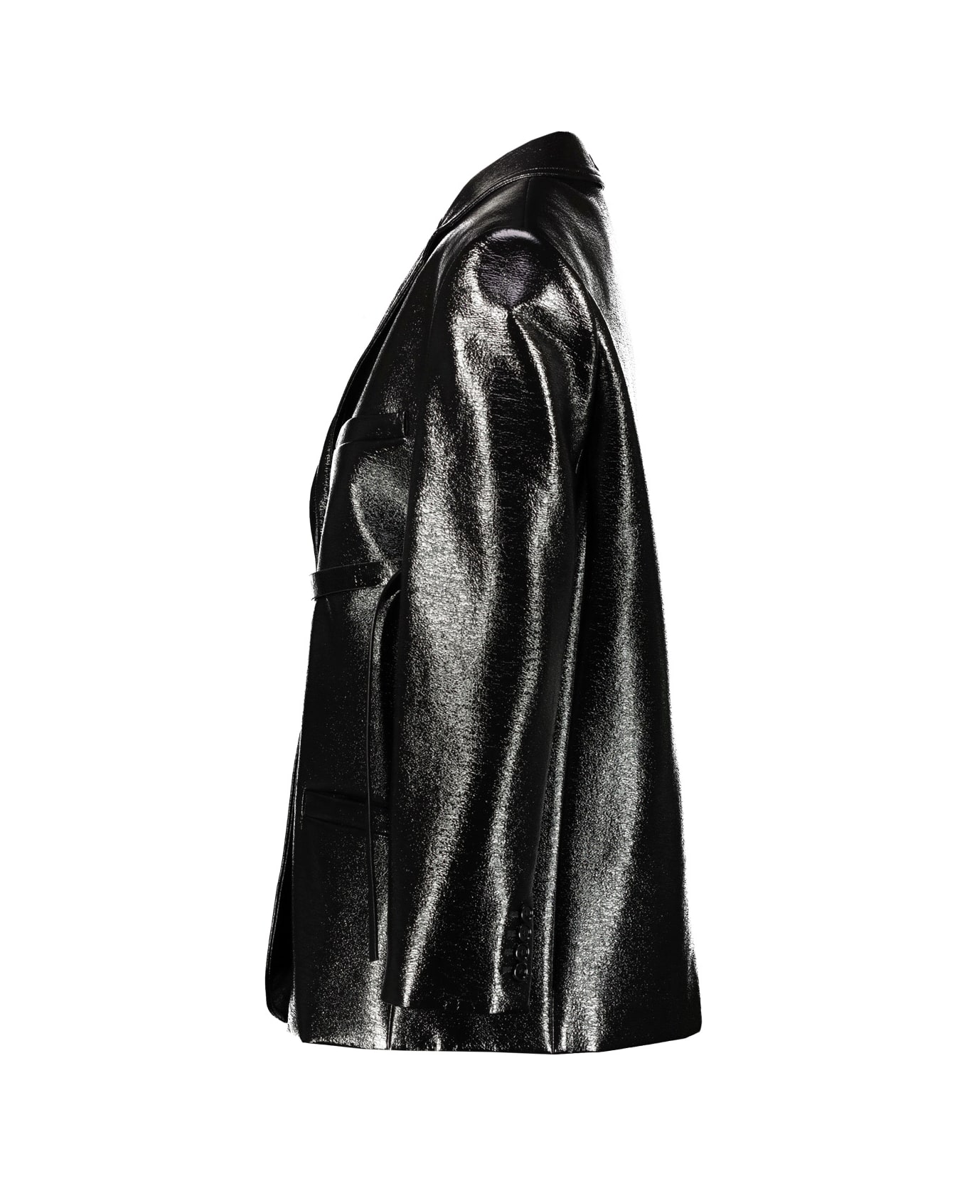 Courrèges Strap Vinyl Tailored Jacket - Black