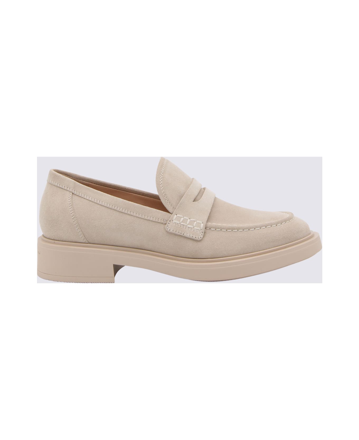 Gianvito Rossi Mousse Suede Loafers - Beige