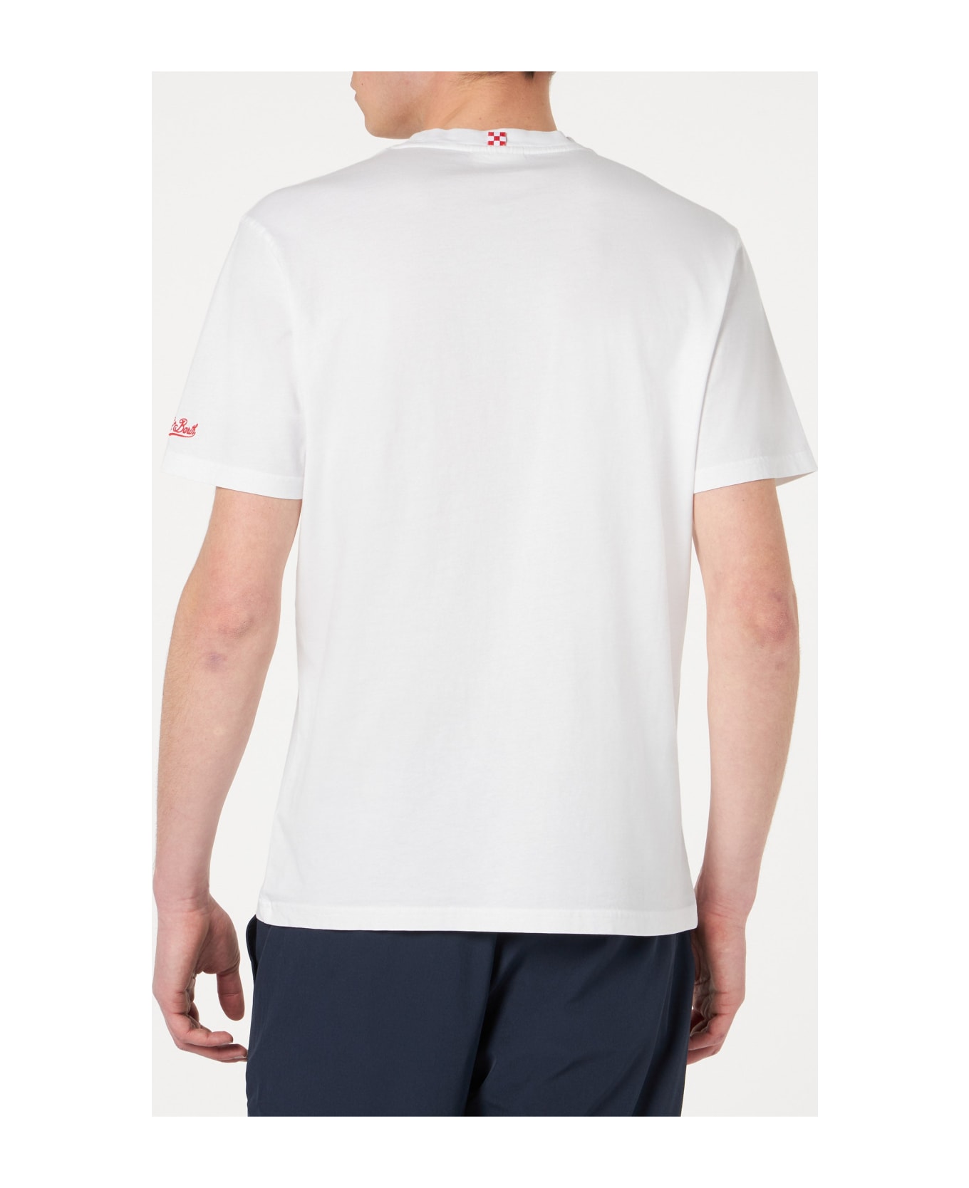 MC2 Saint Barth Man T-shirt With St. Barth Habituè Embroidery - WHITE