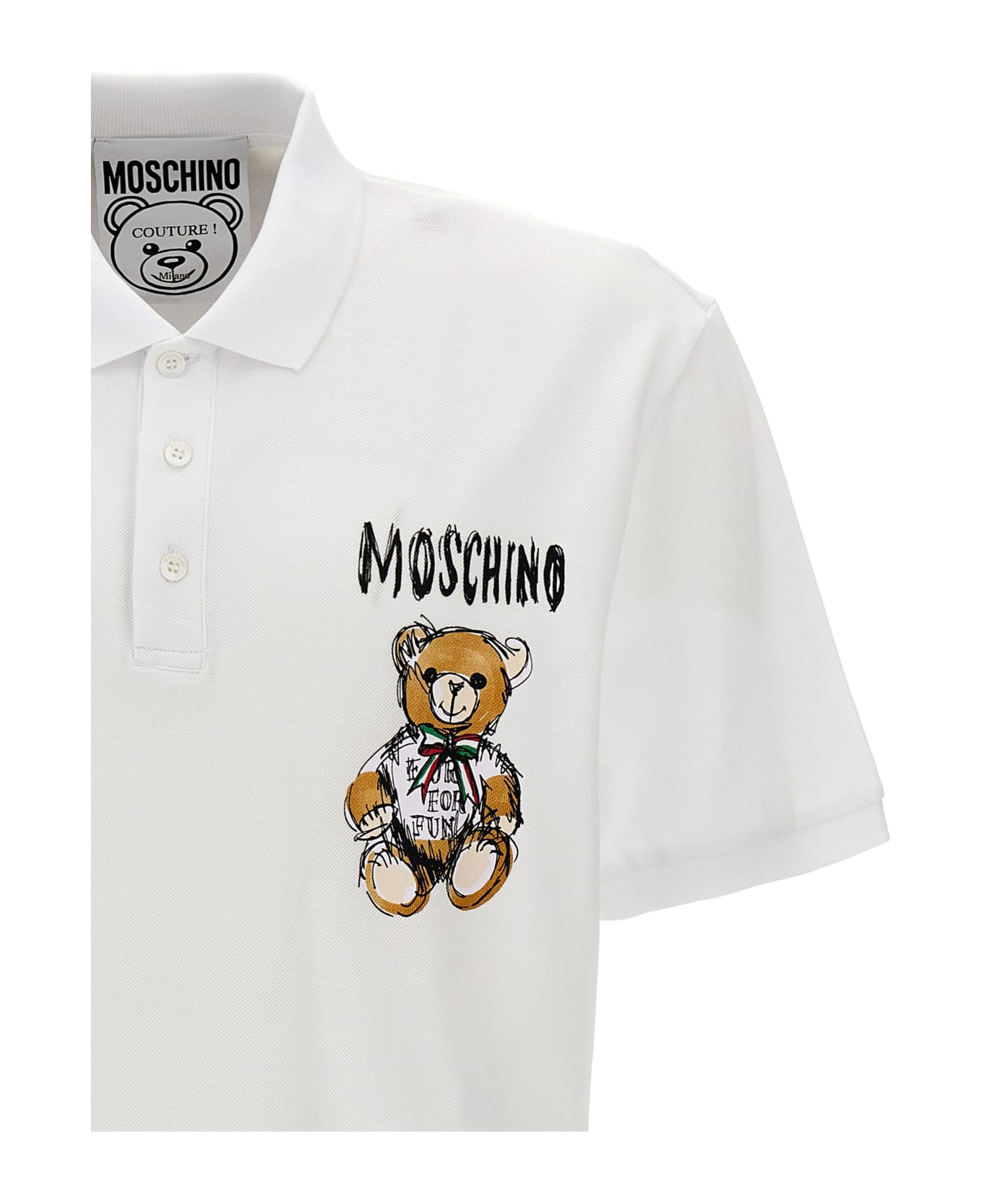 Moschino 'archive Teddy' Polo Shirt - White