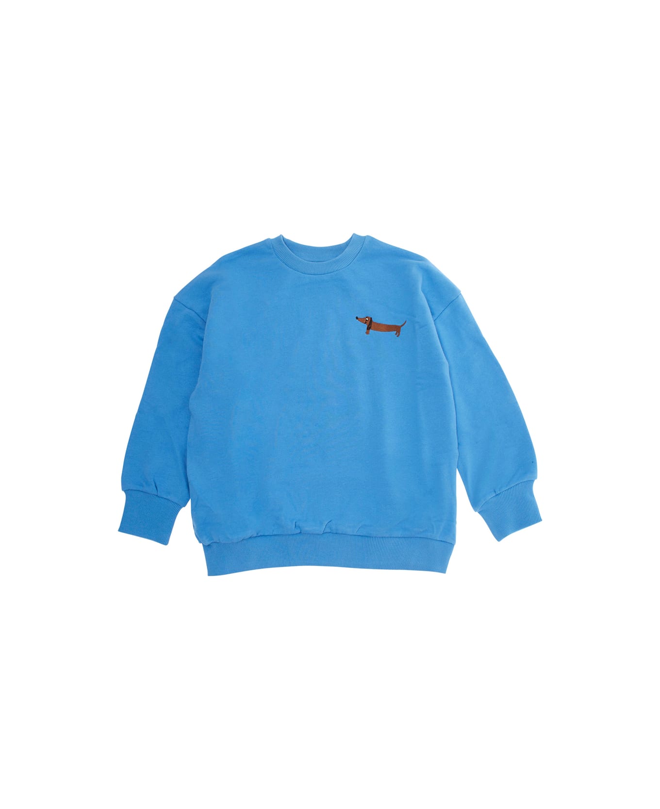 Mini Rodini Light Blue Crewneck Sweatshirt With Print On The Front In Cotton Baby - Light blue