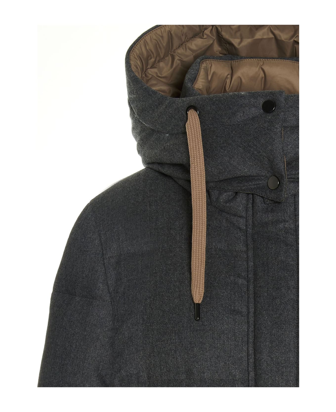 Brunello Cucinelli Embroidery Patch Down Jacket - Gray