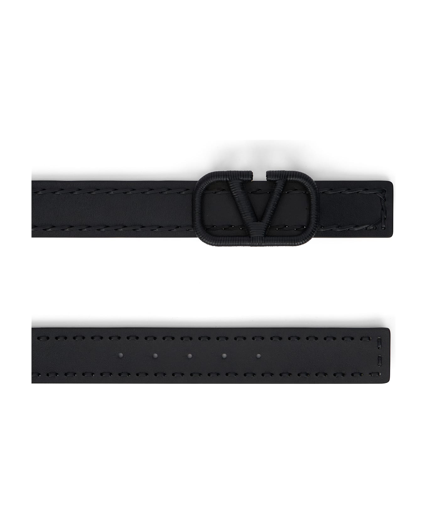 Valentino Garavani Elegant And Versatile Black Leather Belt - black