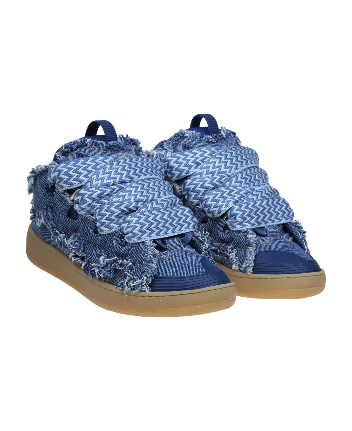 Lanvin Curb Sneakers In Blue Denim - DENIM BLUE