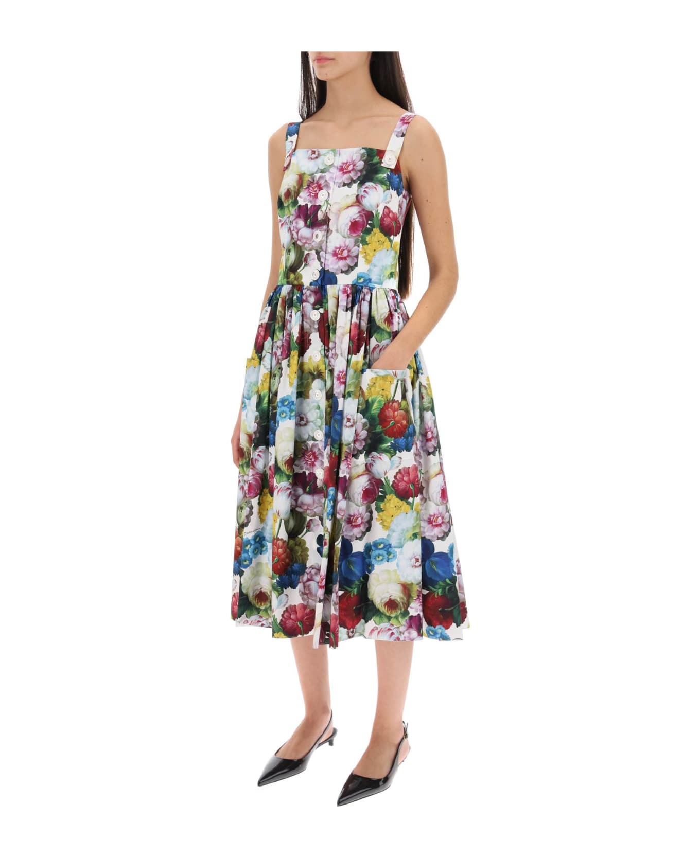Dolce & Gabbana Nocturnal Flower Print Shirt Dress - FIORE NOTTURNO F BCO ワンピース＆ドレス