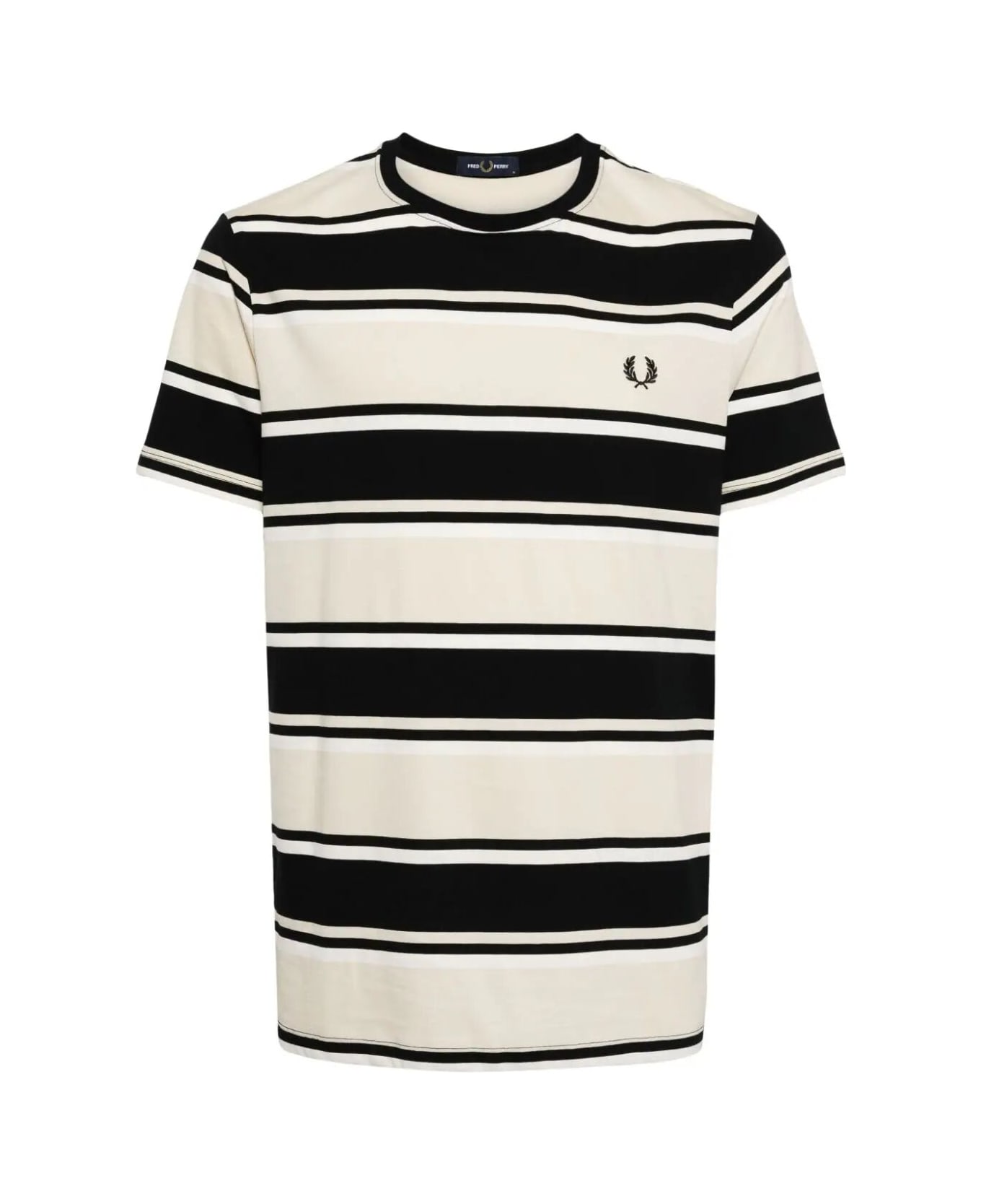 Fred Perry Fp Bold Stripe T-shirt - Oatmeal Ecru Blk