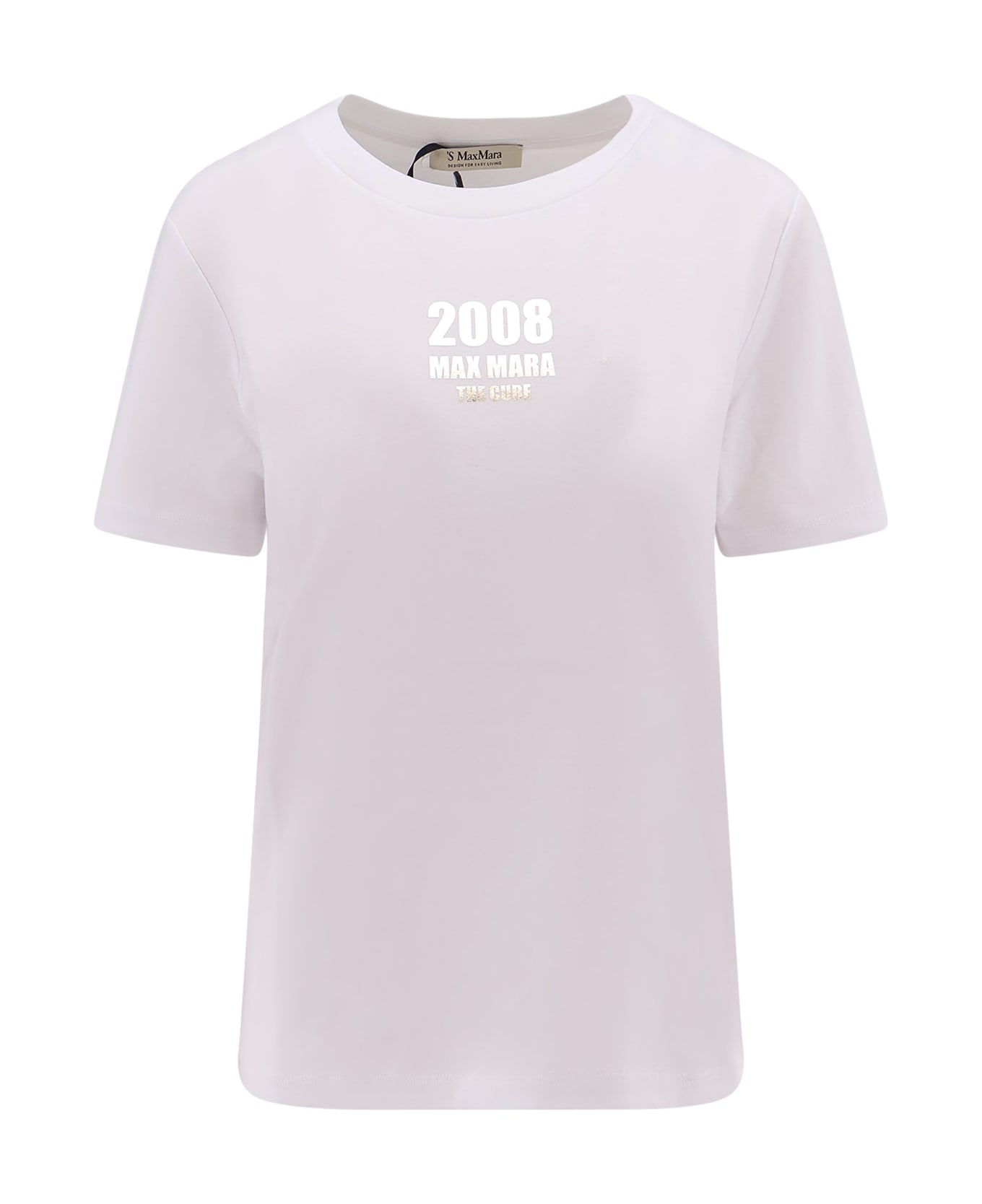 
S Max Mara Quieto Cotton T-shirt With Print On The Front - White