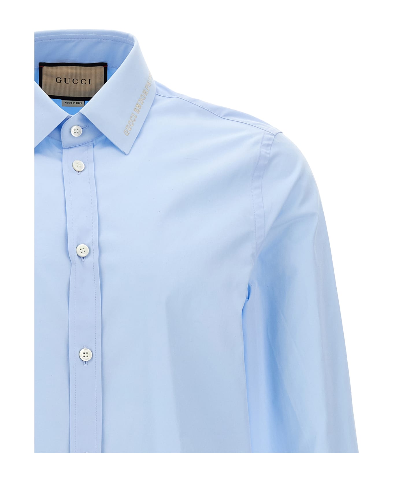 Gucci Logo Embroidery Shirt - Light Blue