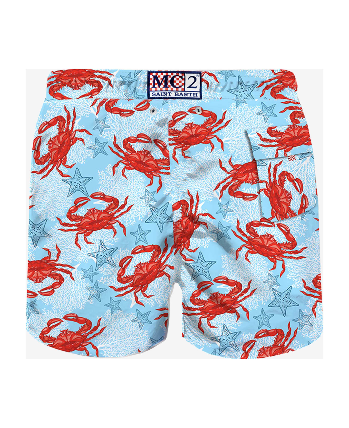 MC2 Saint Barth Light Blue Mid-length Swim Shorts With Crab Print スイムトランクス
