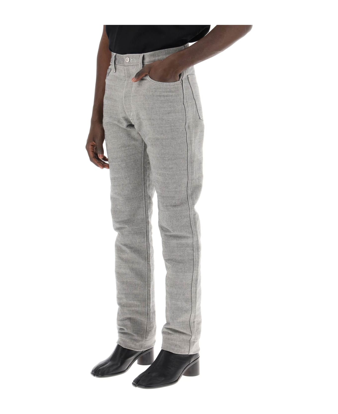 Maison Margiela Five-pocket Trousers In Mã©lange Effect Canvas - CAVIAR (Grey)