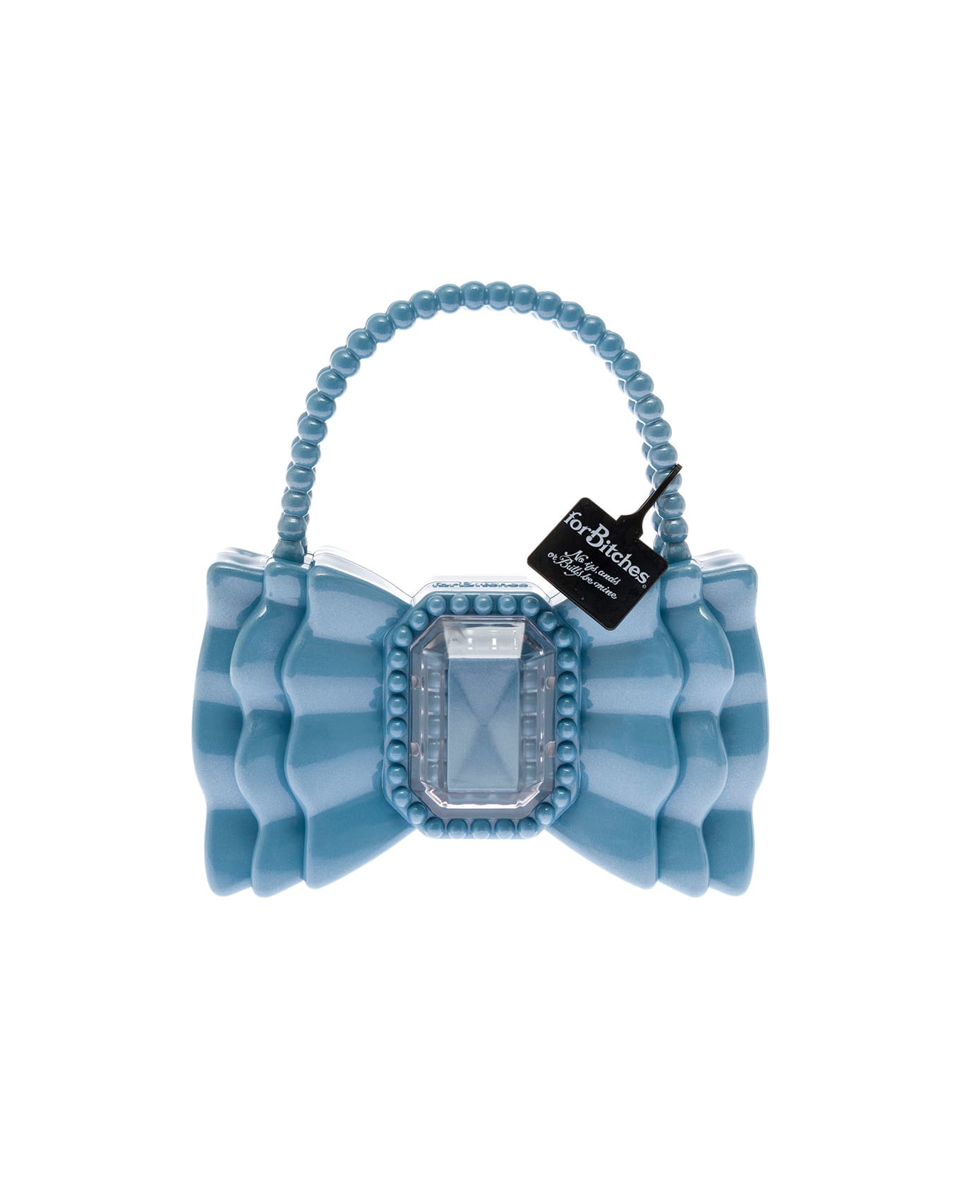 Forbitches For Bitches Woman's Light Blue Glittered Rubber Handbag - Blu トートバッグ