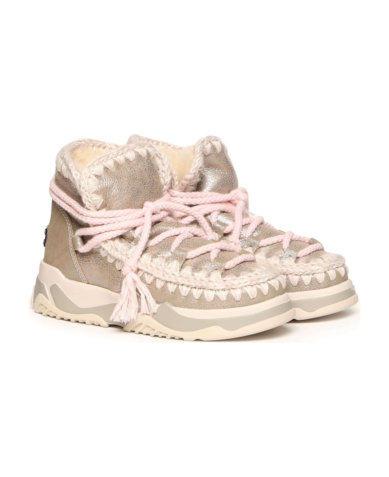 Mou Scoubidou Lace Sneakers - Stone Metalic