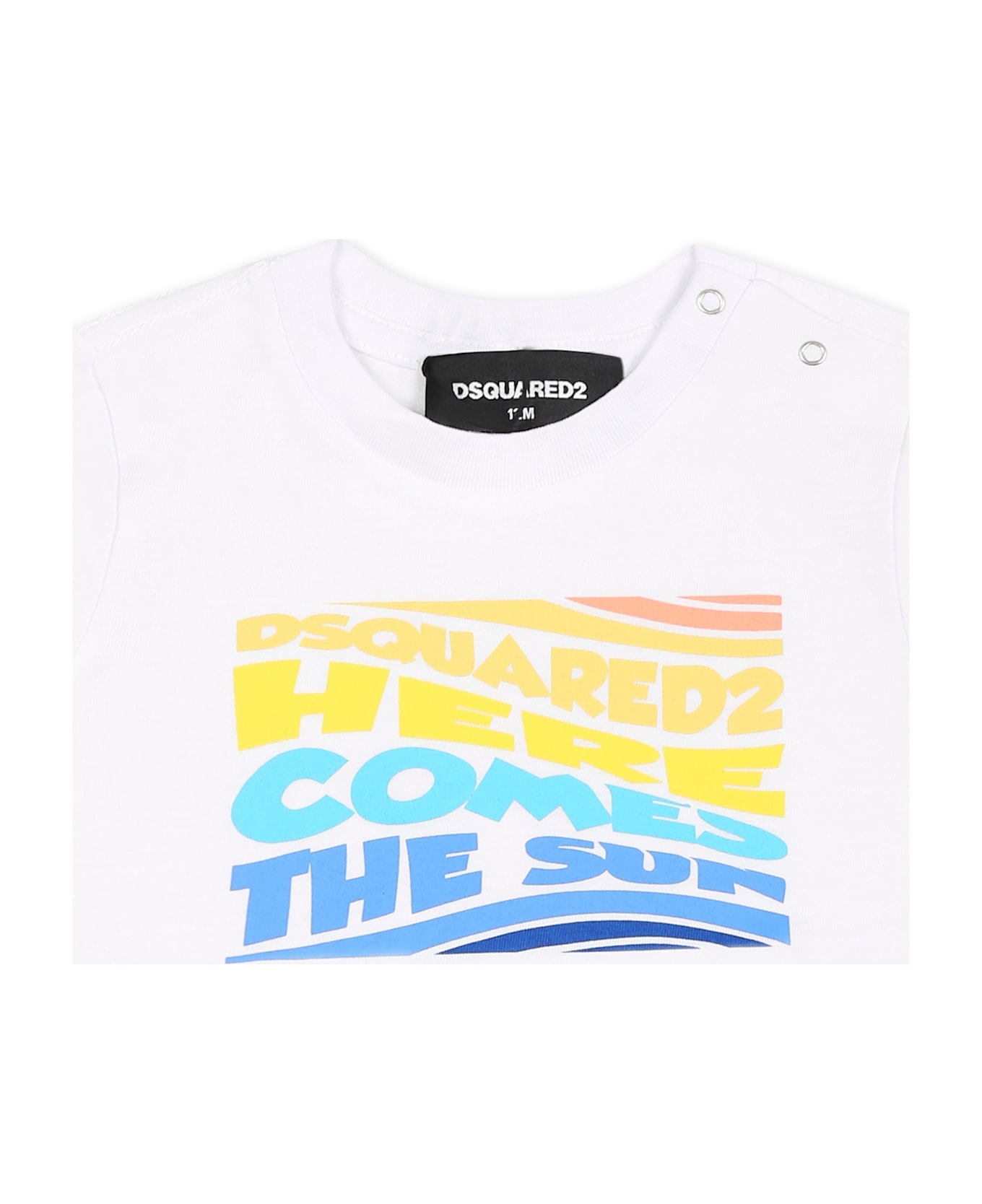 Dsquared2 White T-shirt For Baby Boy With Multicolor Logo - White