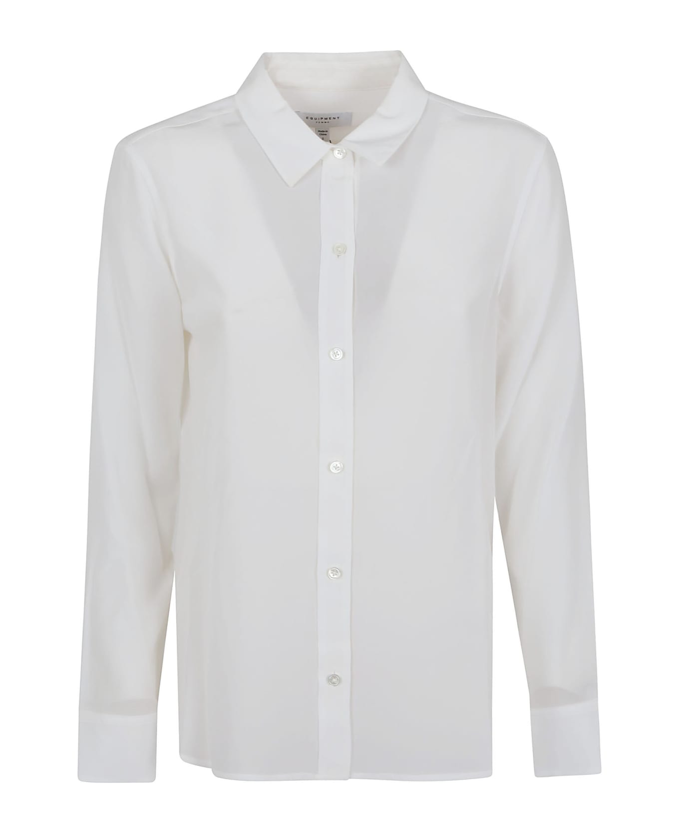 Equipment Leema Women Shirt Long Sleeves - Bright Wht Bright White シャツ