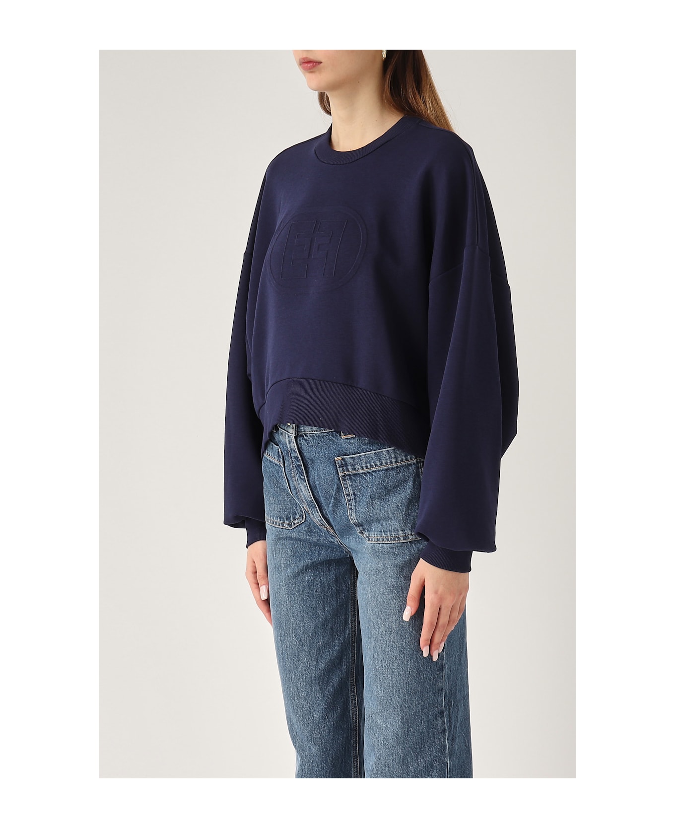 Elisabetta Franchi Cotone Hoodie - NAVY