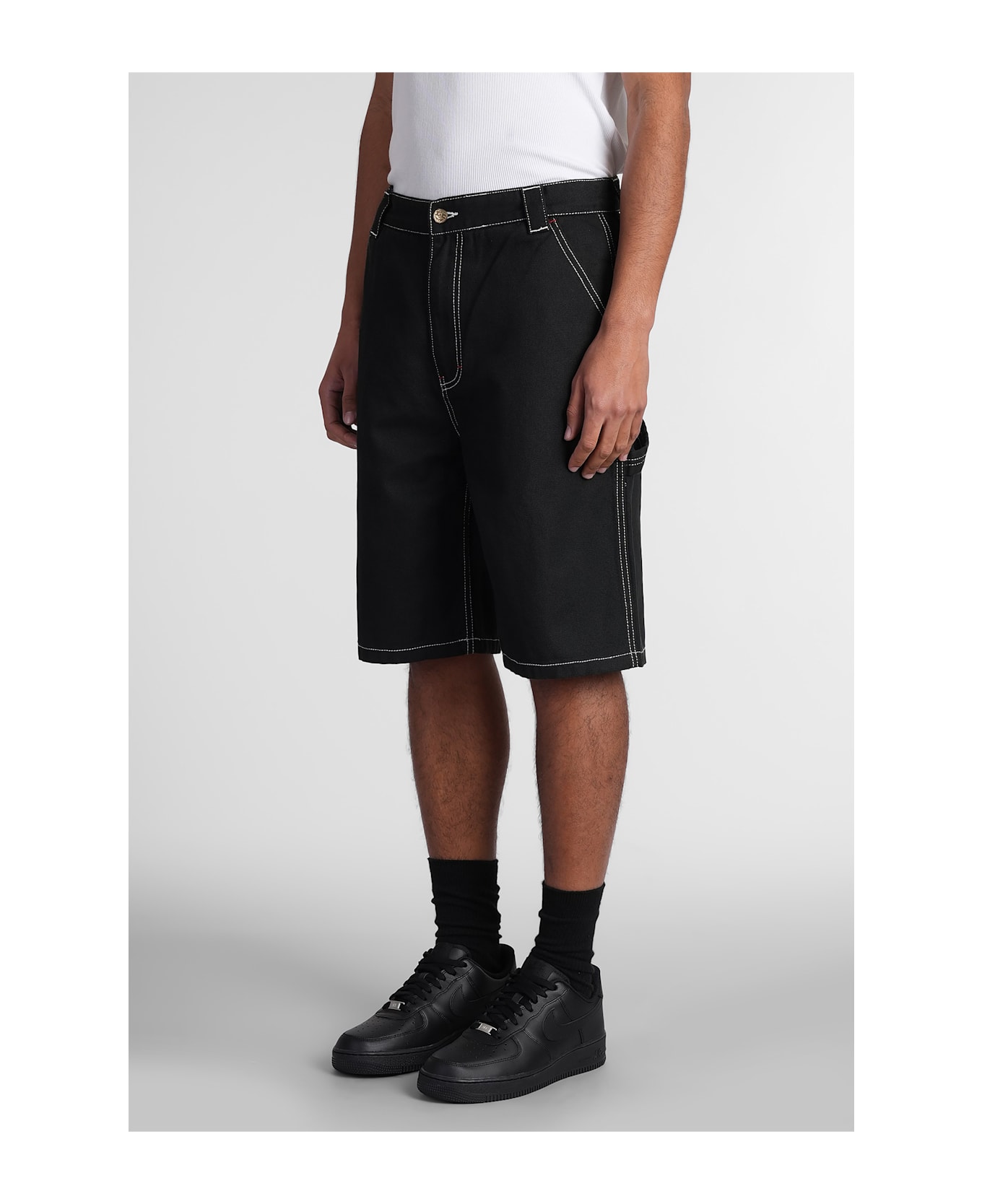 Icecream Shorts In Black Cotton - black