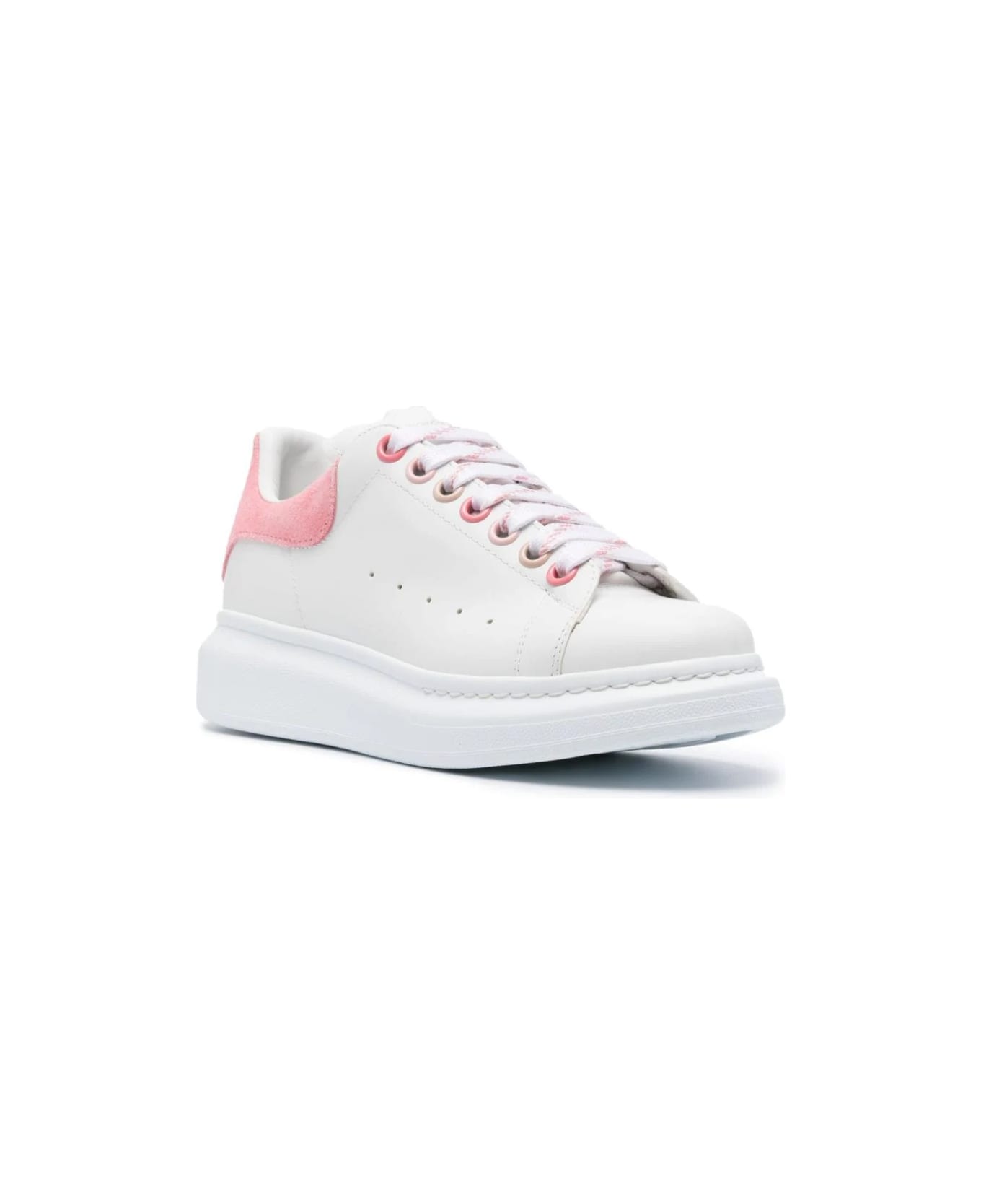 Alexander McQueen White Oversized Sneakers With Pink And Multicolour Details - White