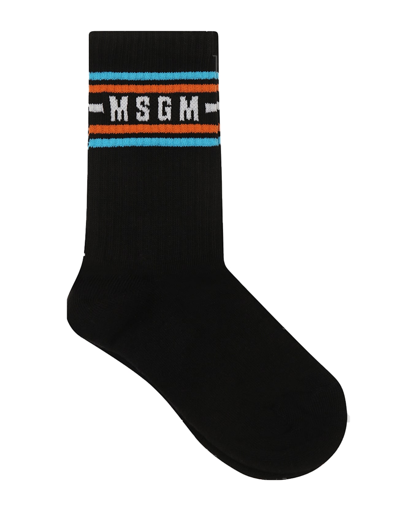 MSGM Black Socks For Kids With Logo - Black