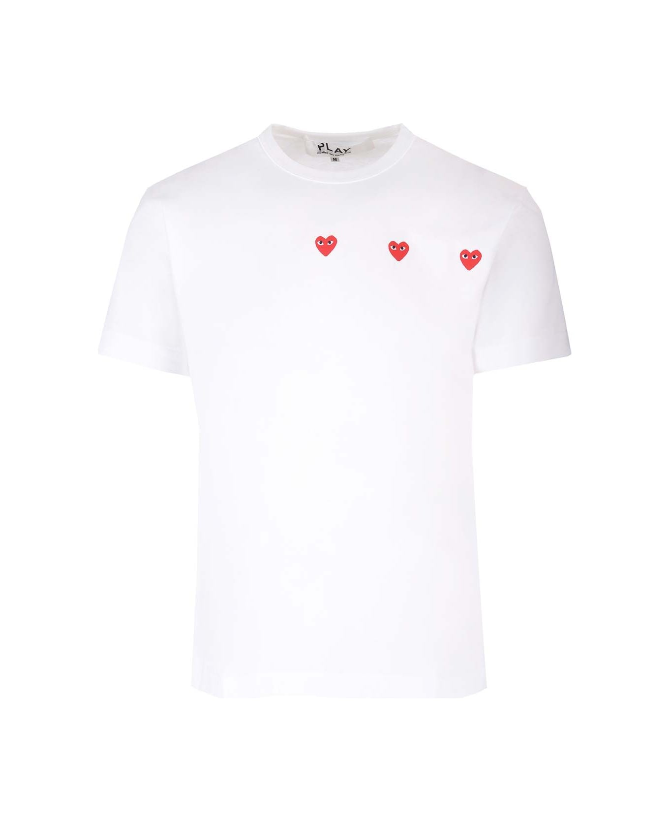 Comme des Garçons Play T-shirt With Red Hearts - White