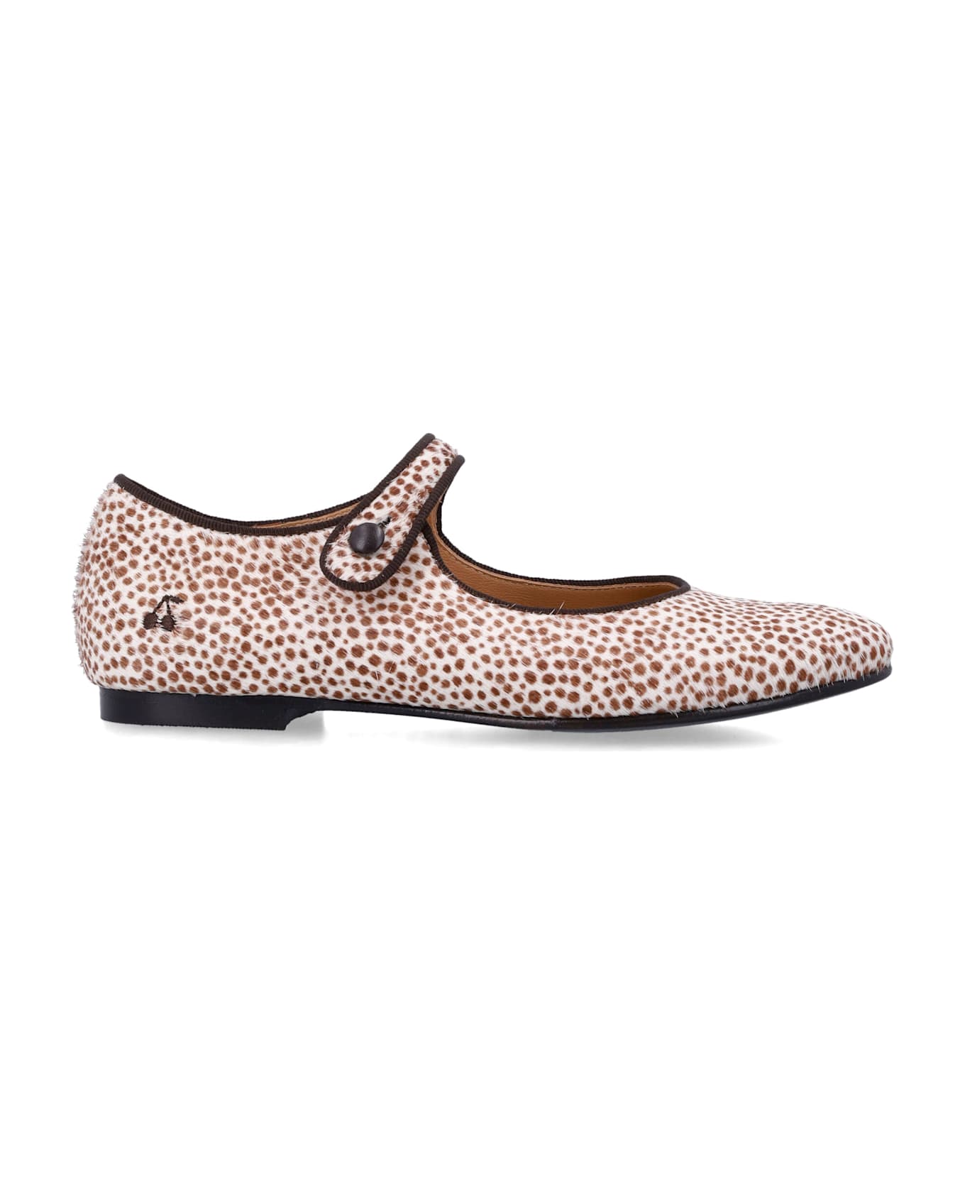Bonpoint Ella Leopard Print Leather Mary Janes Bonpoint For Girl - BEIGE