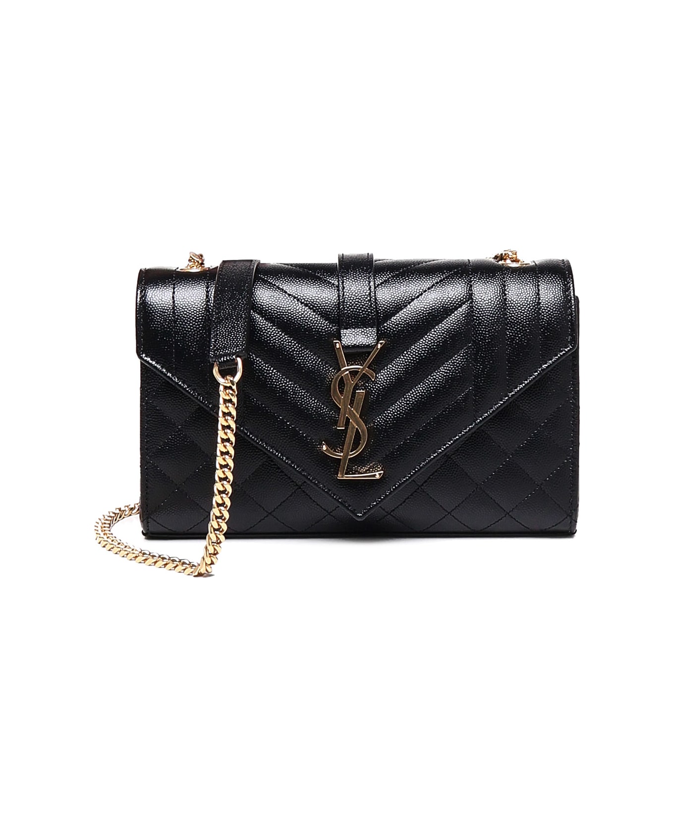 Saint Laurent Envelope Lambskin Bag - BLACK