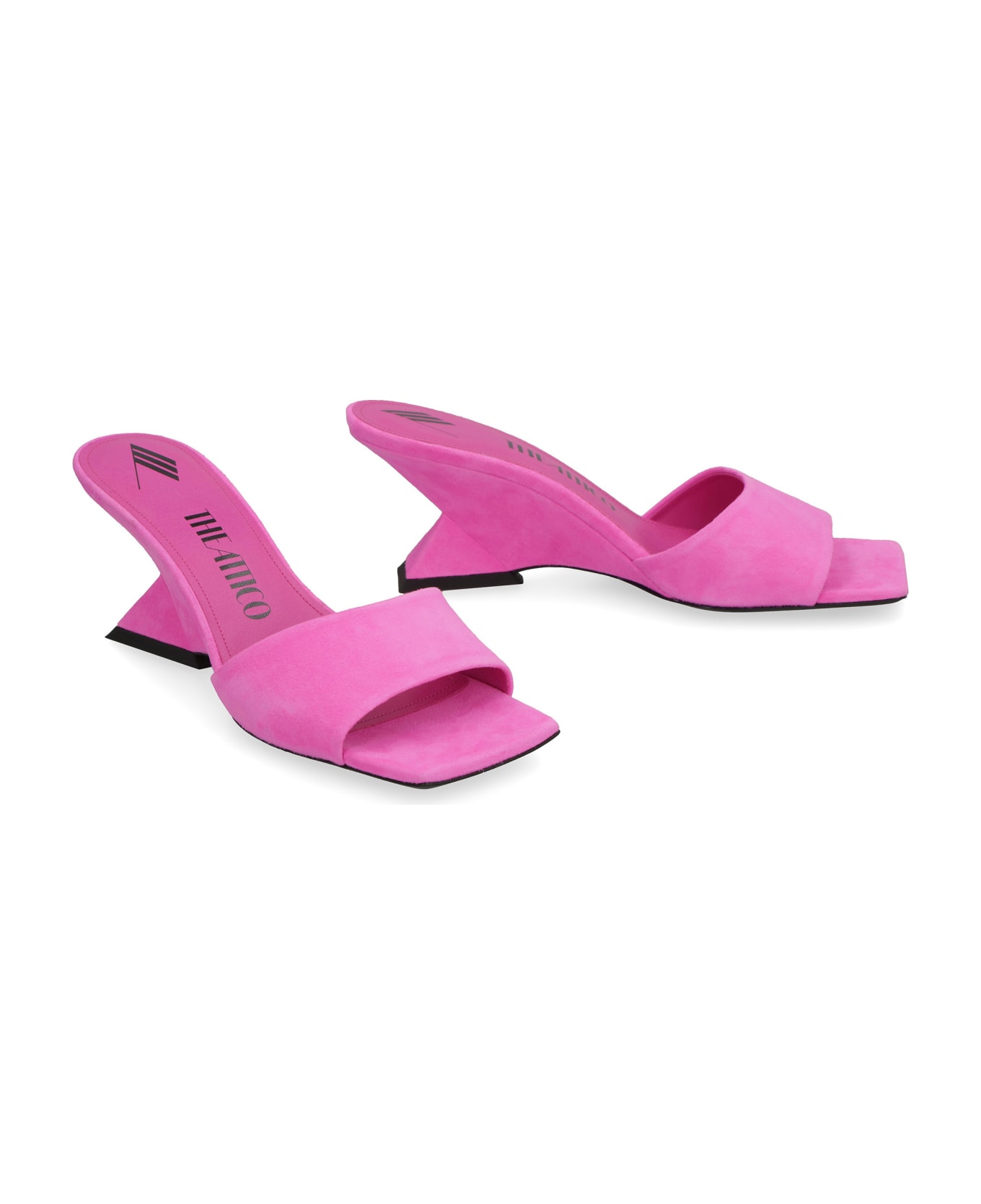 The Attico Cheope Suede Mules - Pink フラットシューズ